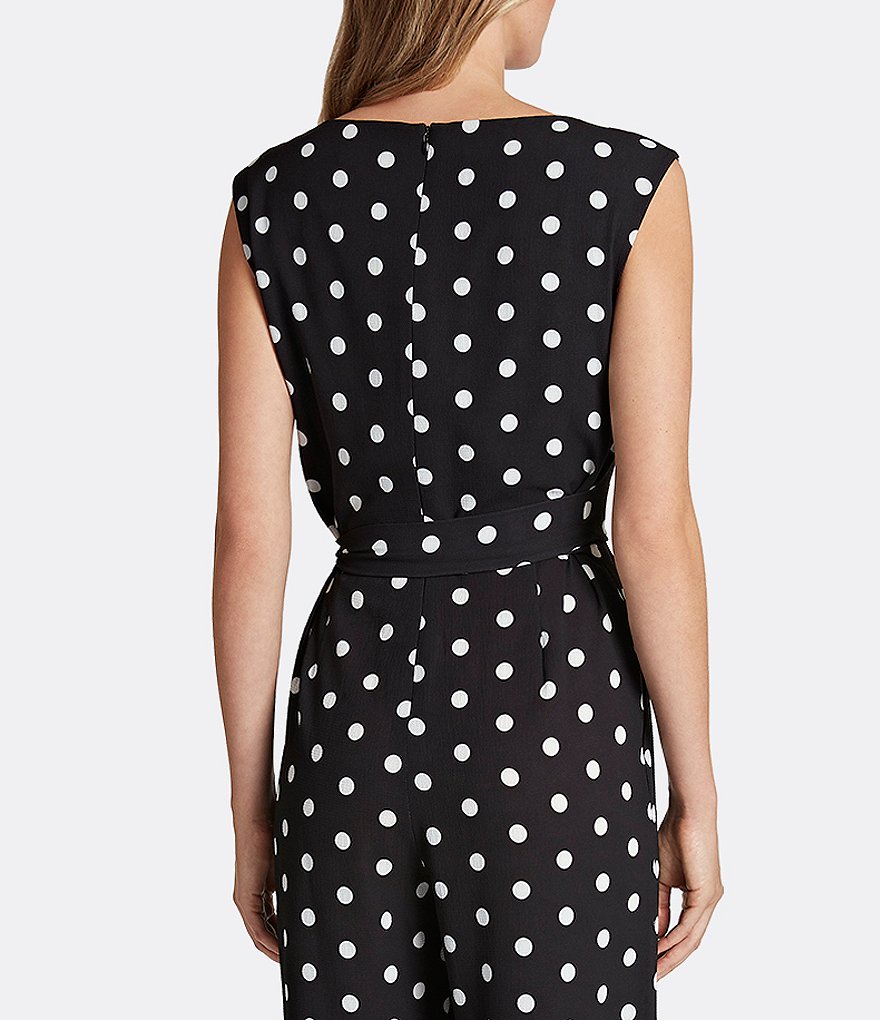 Tahari ASL Georgette Polka Dot Cropped Jumpsuit
