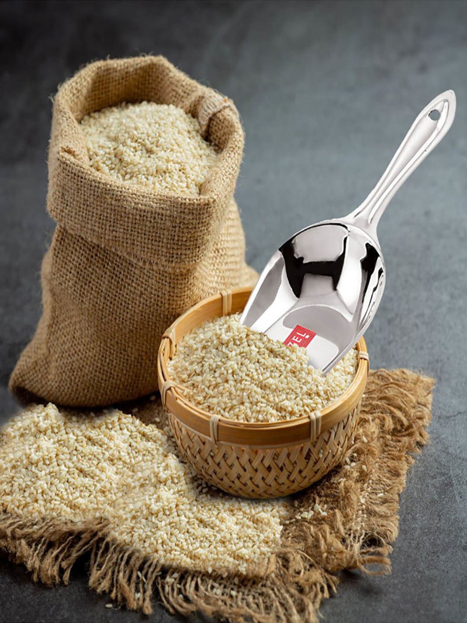 HAZEL Silver Stainless Steel Large Kitchen Scoop for Grocery