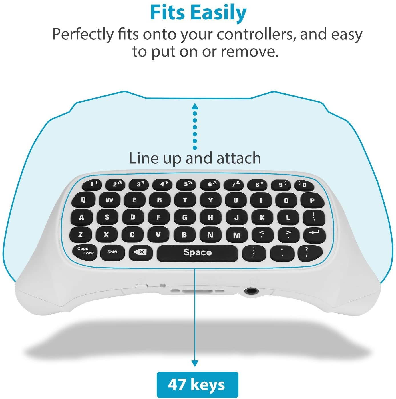 MoKo Xbox One Mini Green Backlight Keyboard, 2.4G Receiver Wireless Chatpad Message Game Keyboard Keypad, with Headset and Audio Jack, for Xbox One/Xbox One S/Xbox One Elite Controller, White