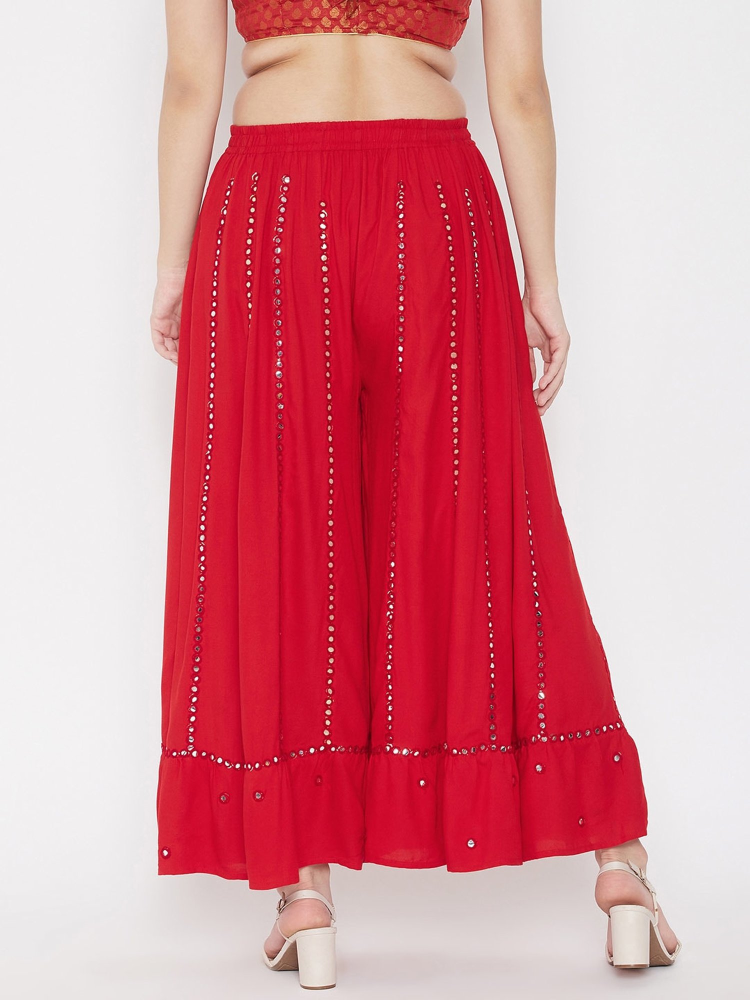 Castle Red Mirror Work Palazzos