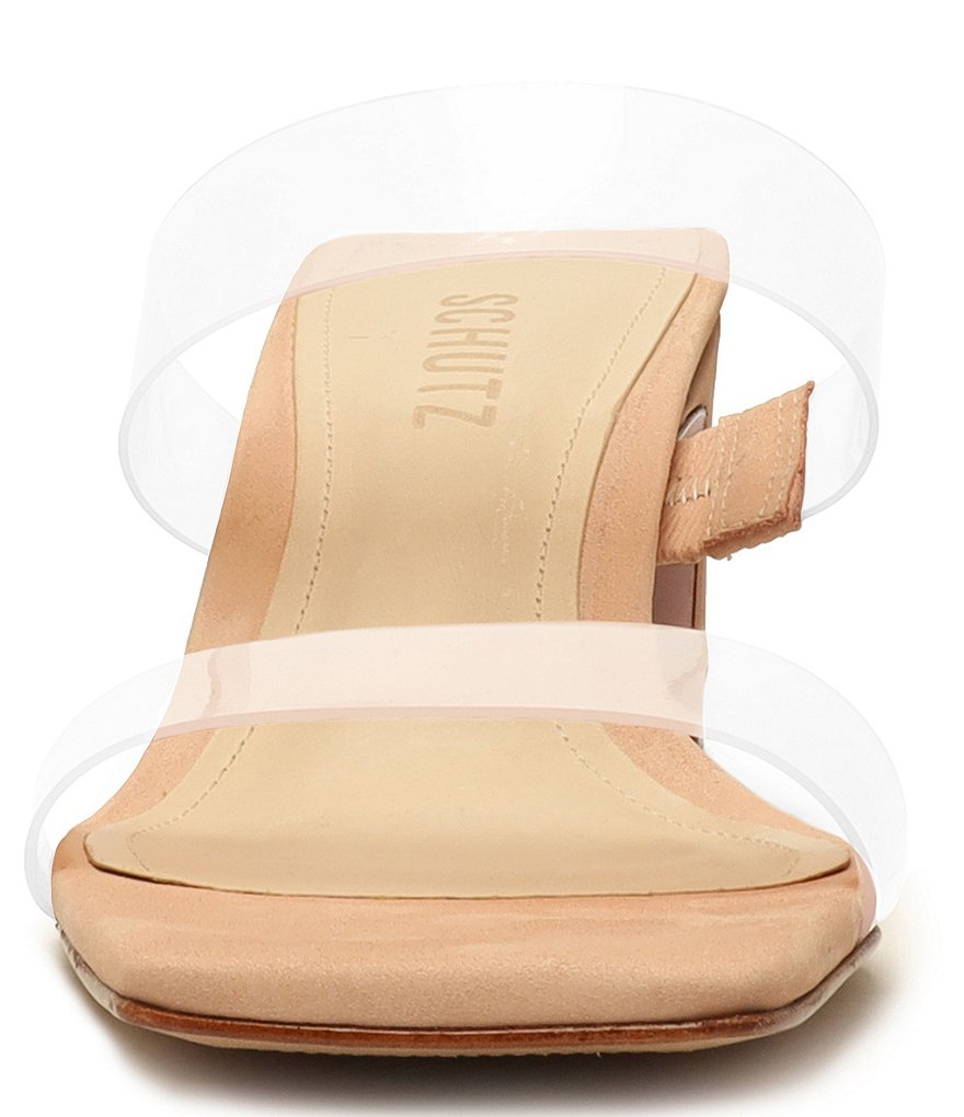 Schutz Taina Clear Vinyl Dress Square Toe Slides
