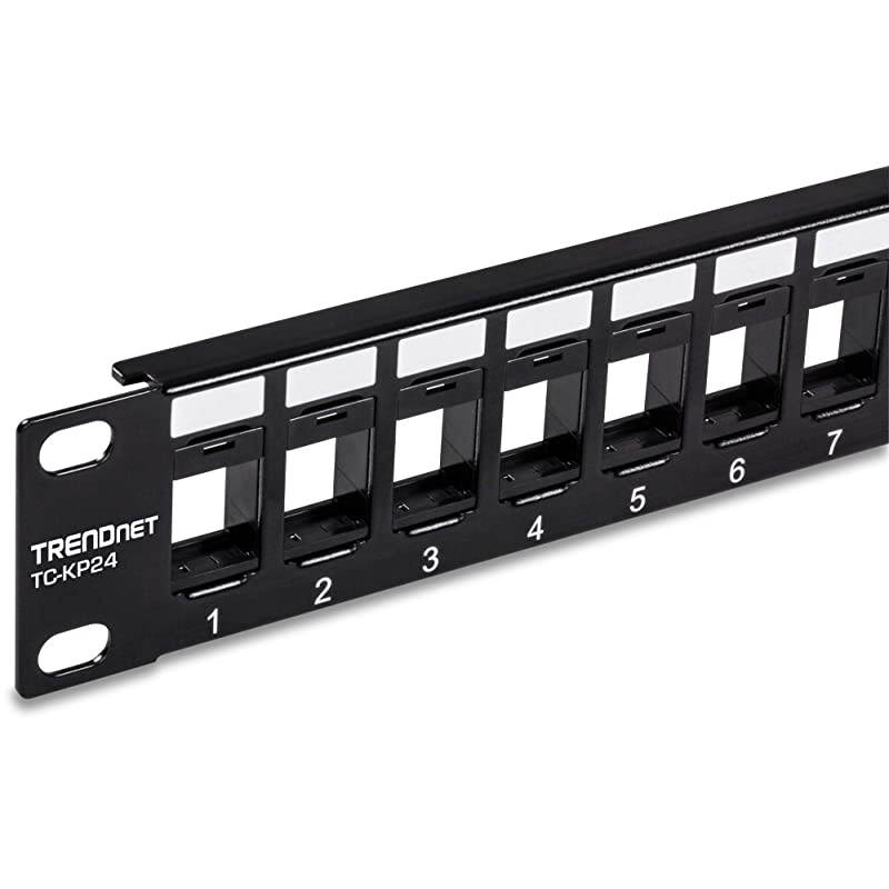24Port Blank Keystone 1U Patch Panel TCKP24 1U 19 Metal Rackmount Housing Recommended wTCK25C6 TCK50C6 Cat6 Keystone Jacks Sold Separately