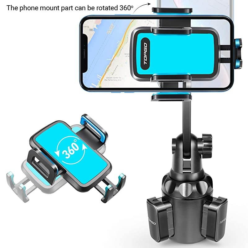 Adjustable Pole Automobile Cup Holder Smart Phone Cradle Car Mount for iPhone 11 Pro/XR/XS Max/X/8/7 Plus/6s/Samsung S10 /Note 9/S8 Plus/S7 Edge(Blue)
