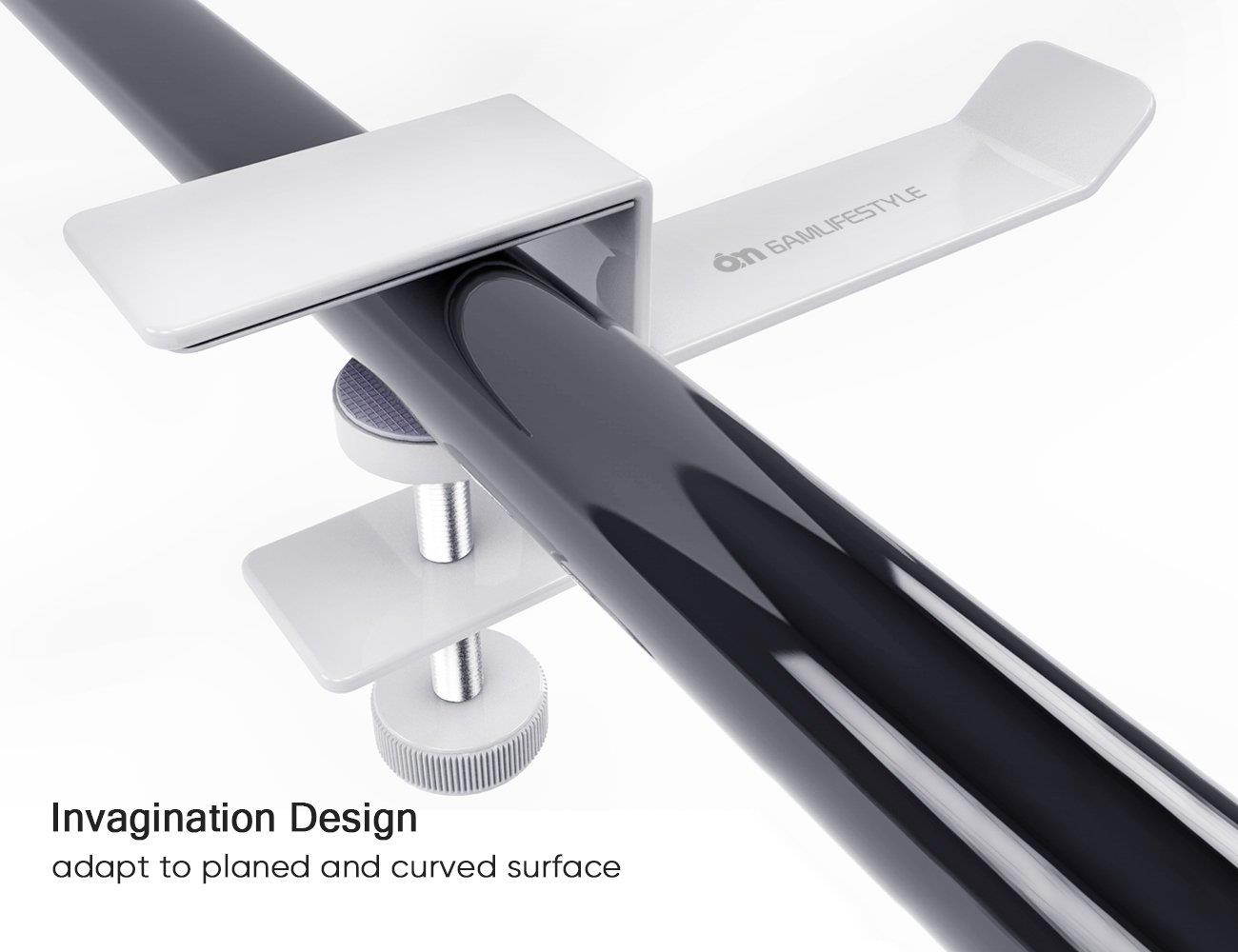 Universal Gaming Headset Headphone Hook Stand Hanger Holder Mount, 6amLifestyle Under Desk On Over Ear Headphones Desk Clamp for All Headphones, White