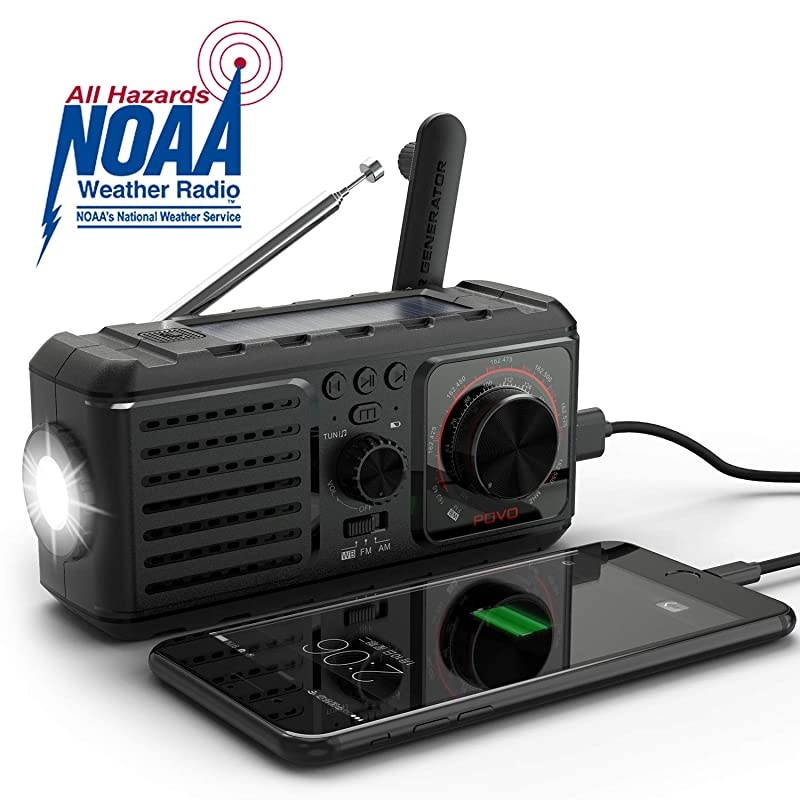 Radio Survival Hand Crank Self Powered AM FM NOAA Weather Station SOS Alarm Radio Kits with LED Flashlights Music 2200mAh Solar Portable Charger for Camping Supplies Disaster Preparedness