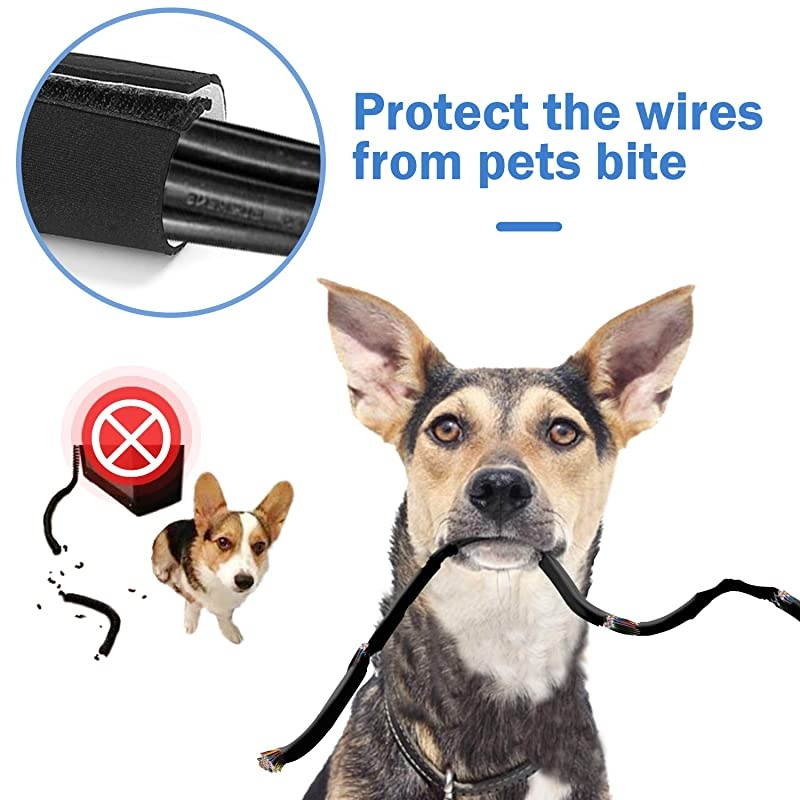 10.83ft Cable Management Sleeve, Cuttable Neoprene Cord Management Organizer System, Flexible Cable Wrap Cover Wire Hider for Desk TV Computer Office Home Theater -Reversible Black/White, Small