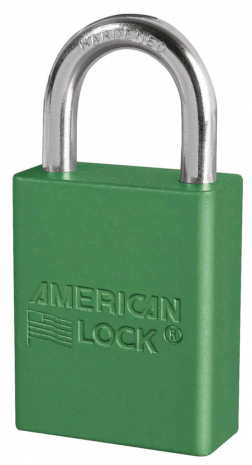 Lockout Padlock, KA, Green, 1/4 In., PK3