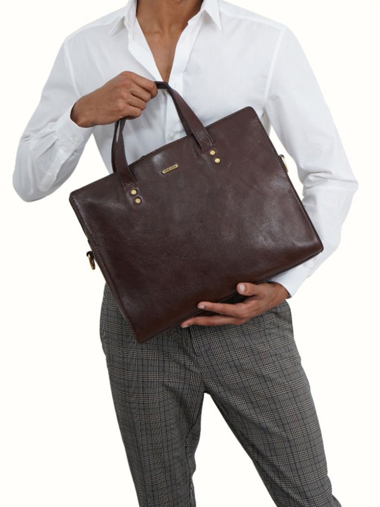 Hidesign La Plata 03 Large Mens Laptop Bag - Dark Brown