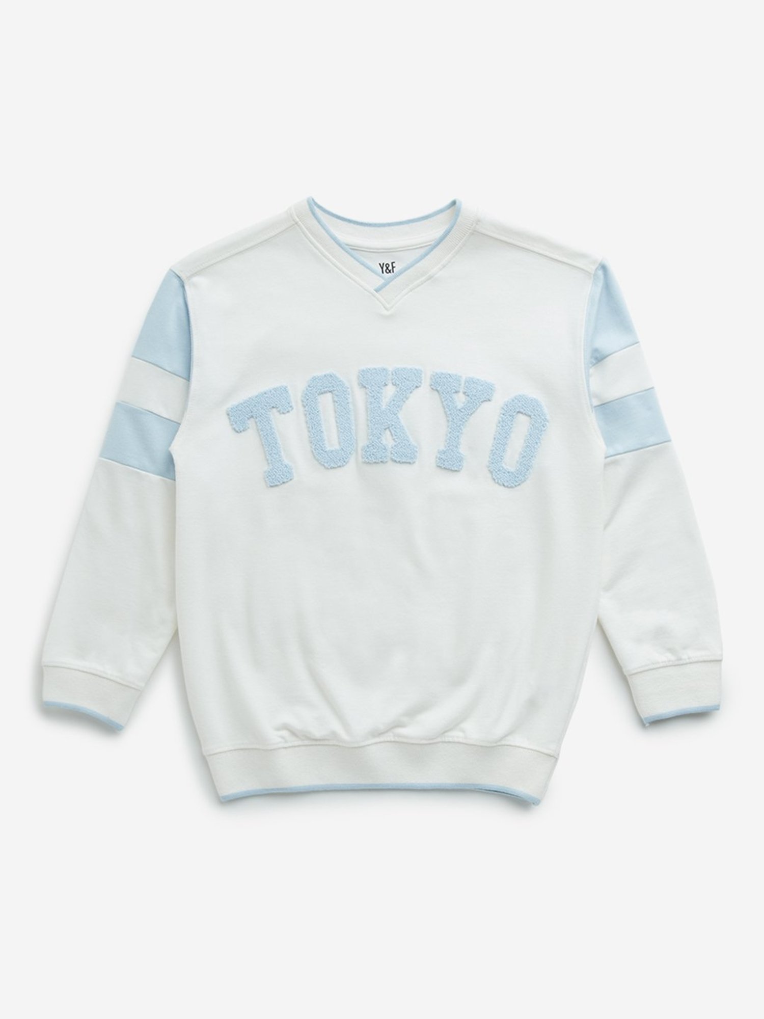 Y&F Kids by Westside White Text Embroidered Sweatshirt