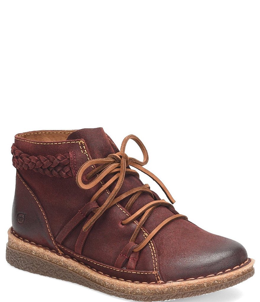 Born Temple II Distressed Leather Lace-Up Booties
