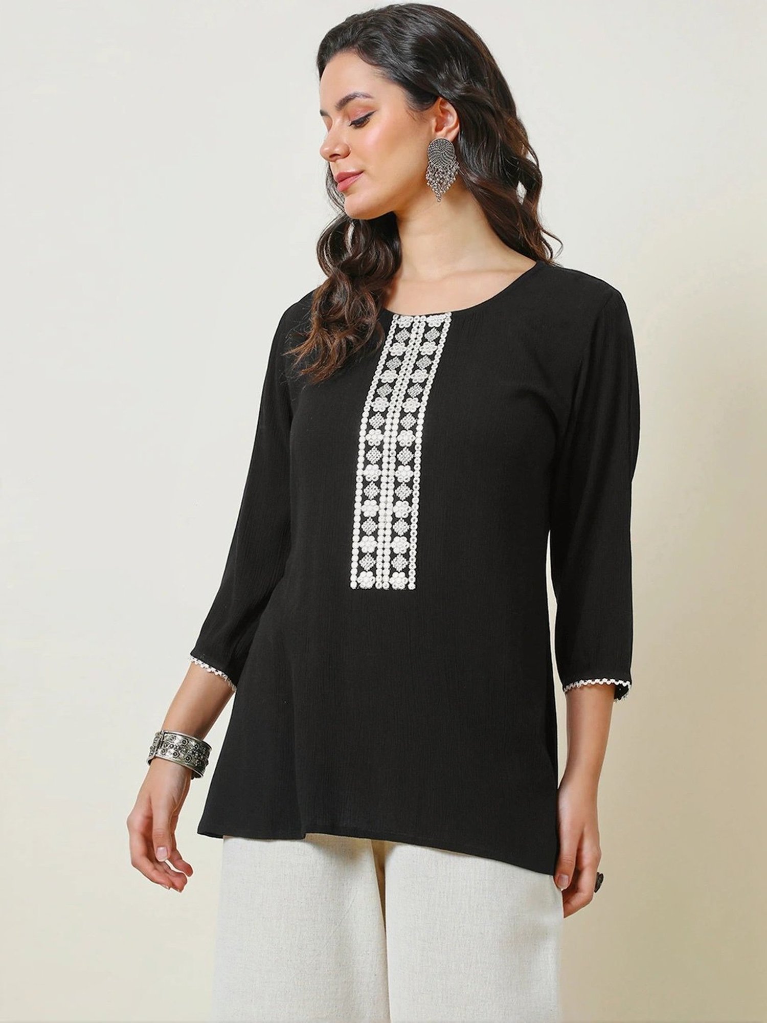 Soch Black Embroidered Top