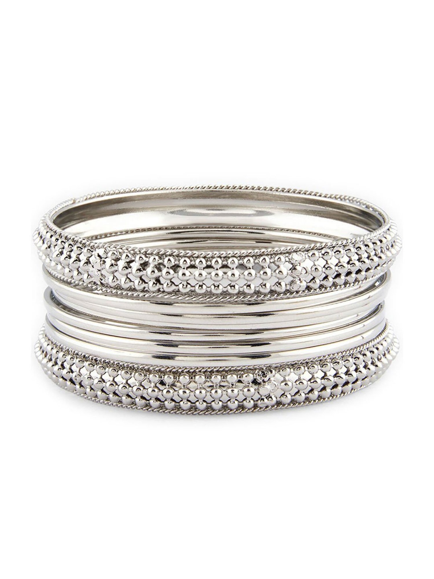 Fids Silver-Plated Bangles for Women - Set of 8