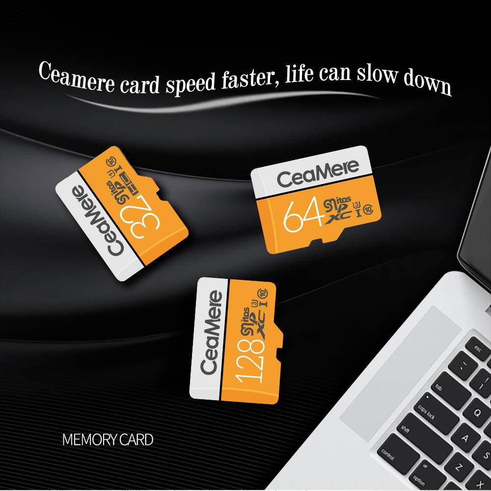 High Speed Microsd Memory Cards, 8GB 16GB 32GB 64GB 128GB 256GB Secure Digital Memory, with SD Adapter - White/Yellow