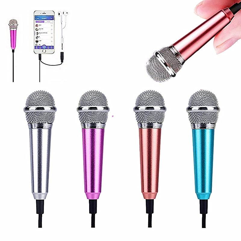 Mini Microphone Portable VocalInstrument Microphone for Mobile Phone Laptop Notebook Apple iPhone Samsung Android with Holder ClipSilver