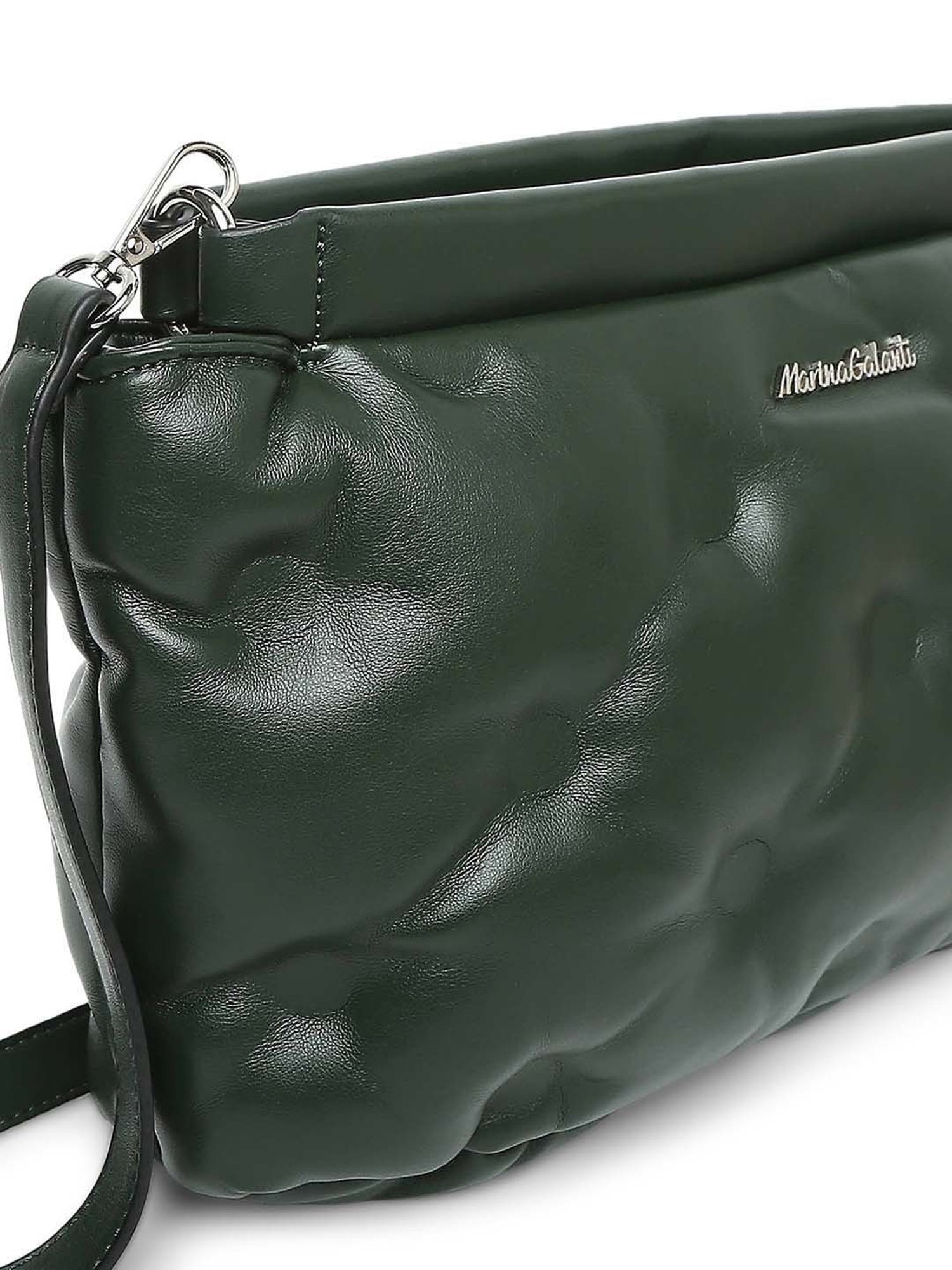 Marina Galanti Green Textured Medium Sling Handbag