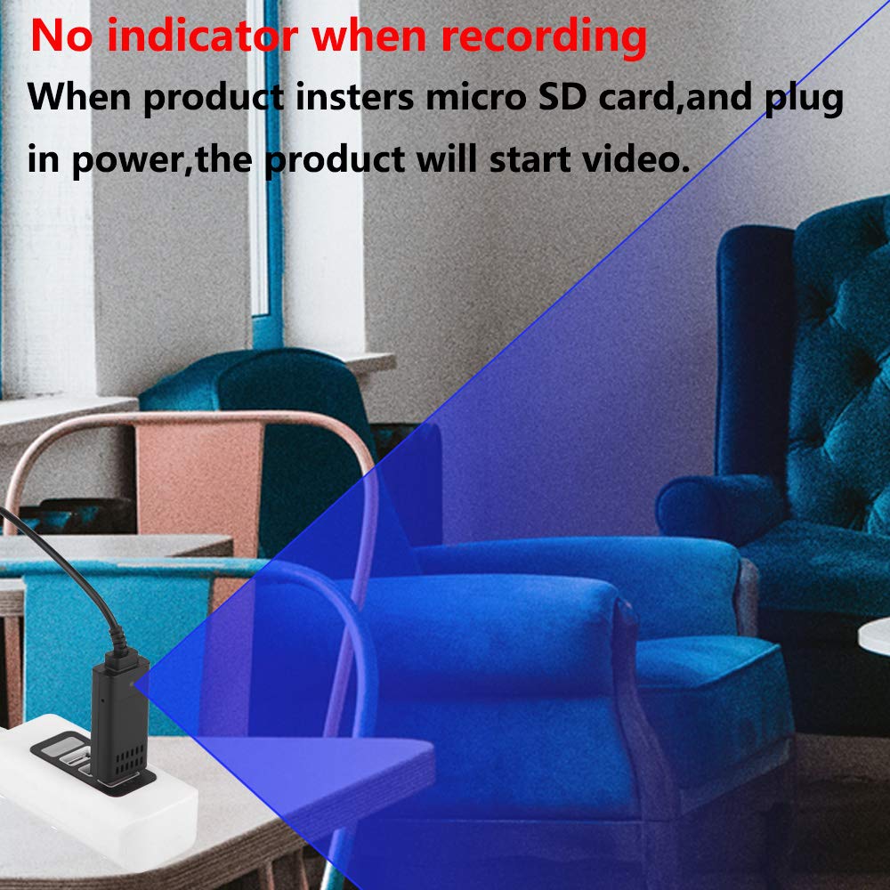 WiFi Mini Hidden Camera Wireless HD 1080P USB Charger Camera Nanny Hidden Cable Video Cam with Remote View/Motion Detection/Loop Recording for Home Security Surveillance