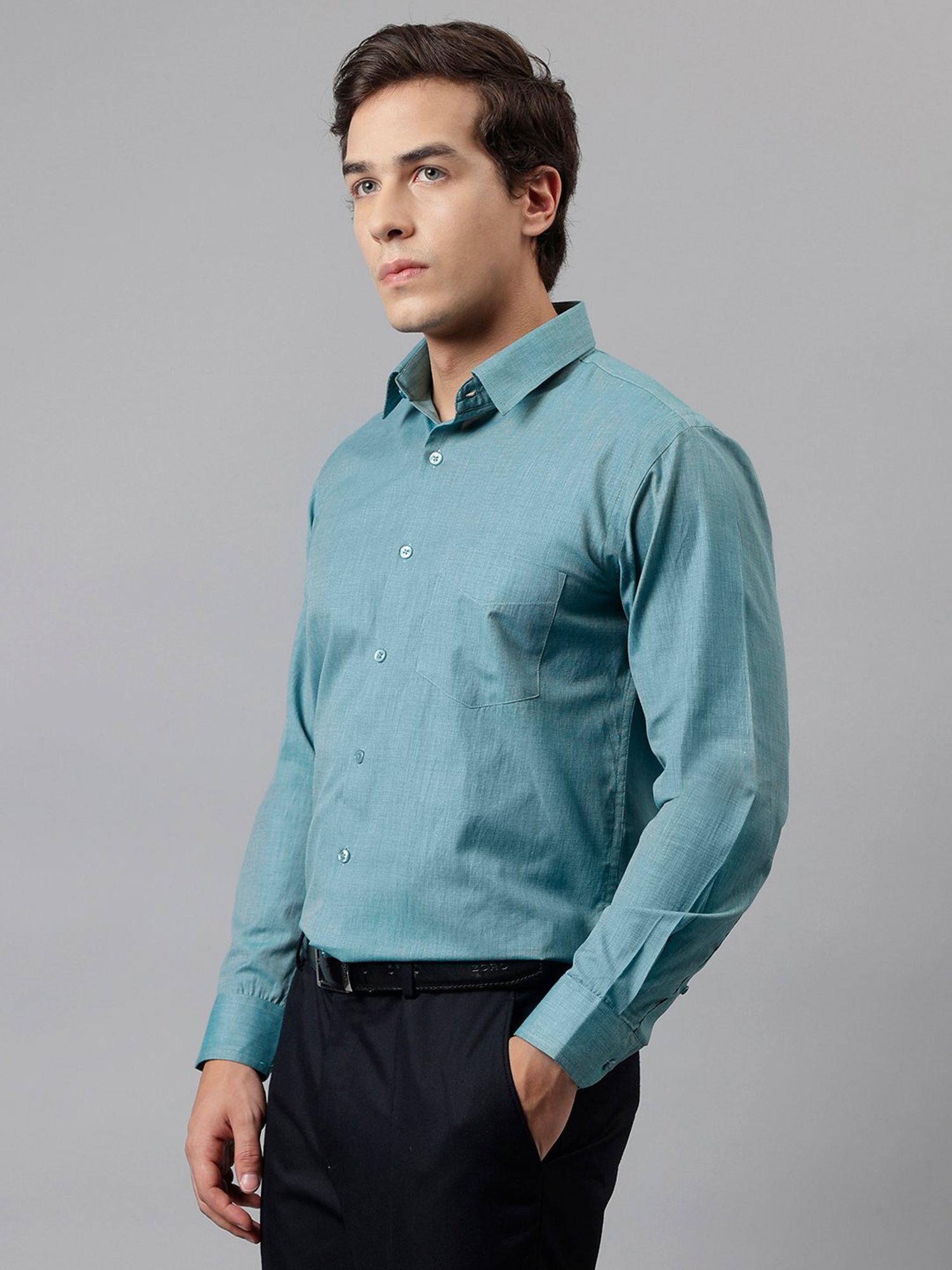 English Navy Green Slim Fit Shirt
