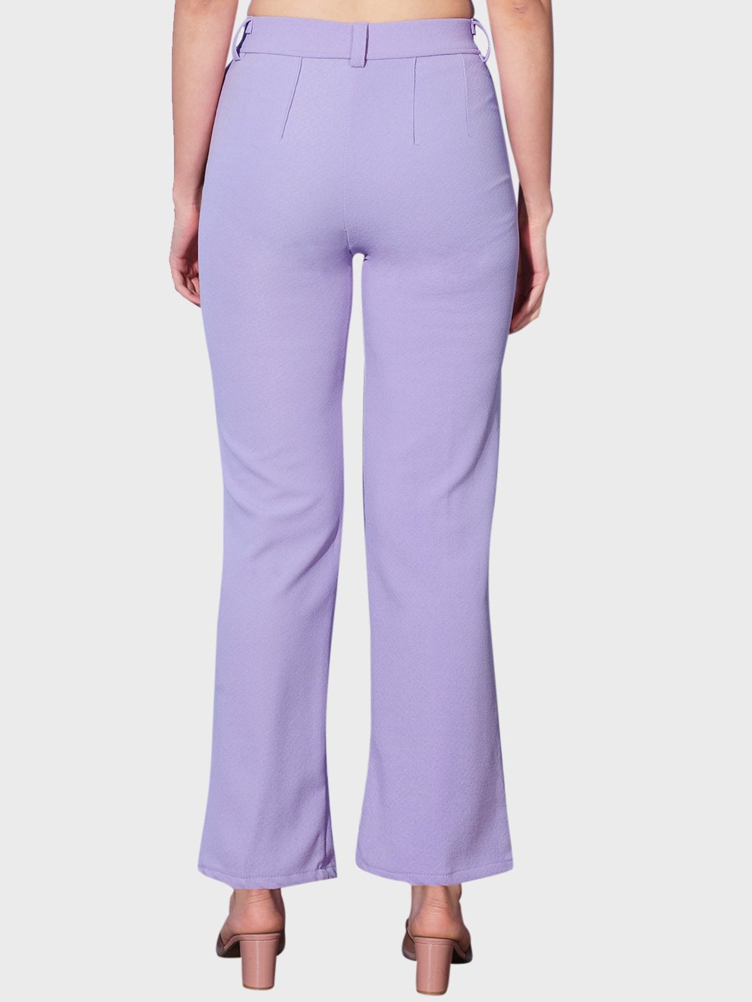 BUYNEWTREND Purple Mid Rise Trousers