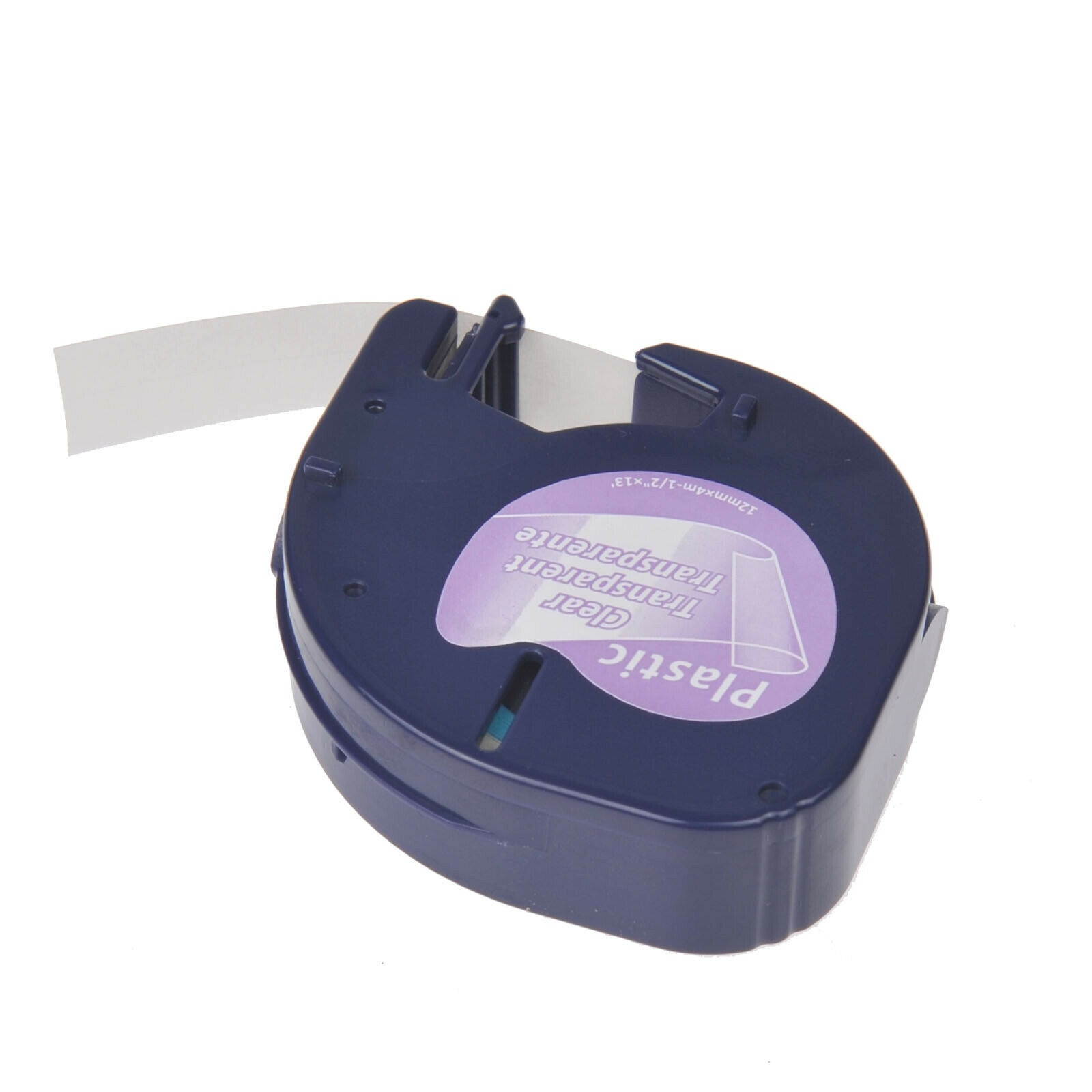 4PK 12MM 1/2" For DYMO LetraTag LT100H 16952 Plastic Label Tape Black on Clear