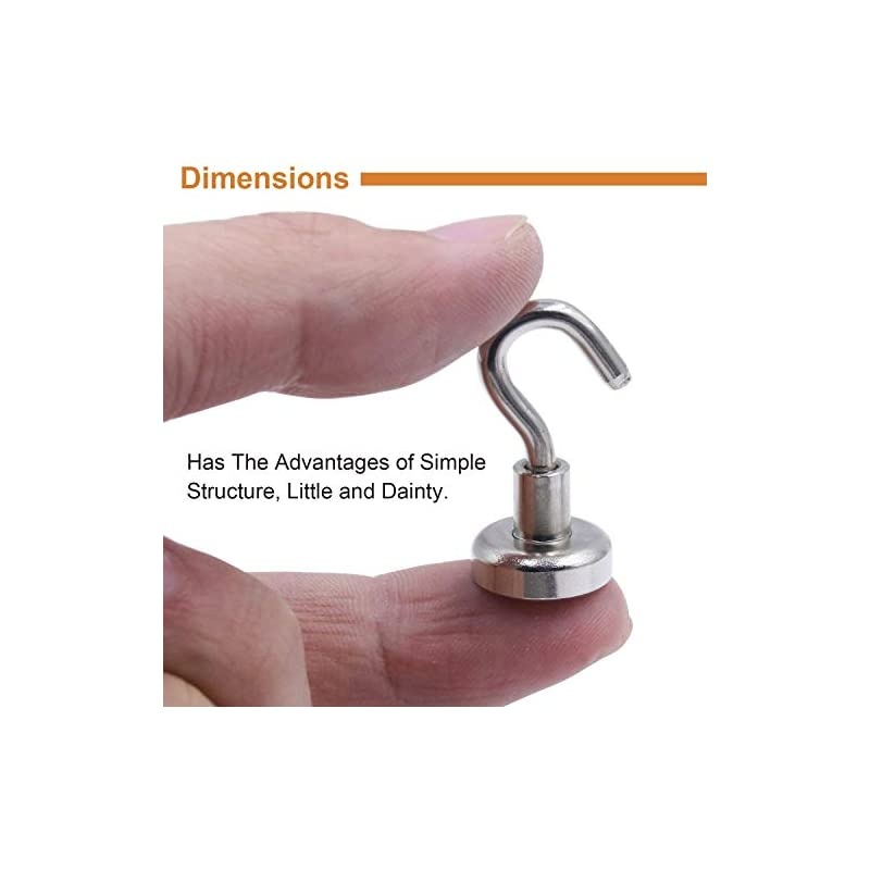 Neodymium Strong Magnetic Hooks,22Lbs Rare Earth Magnets Heavy Duty with Hook for Refrigerator,Ceiling Magnets for Hanging,Cruise,Curtain and Kitchen etc-25 Pack