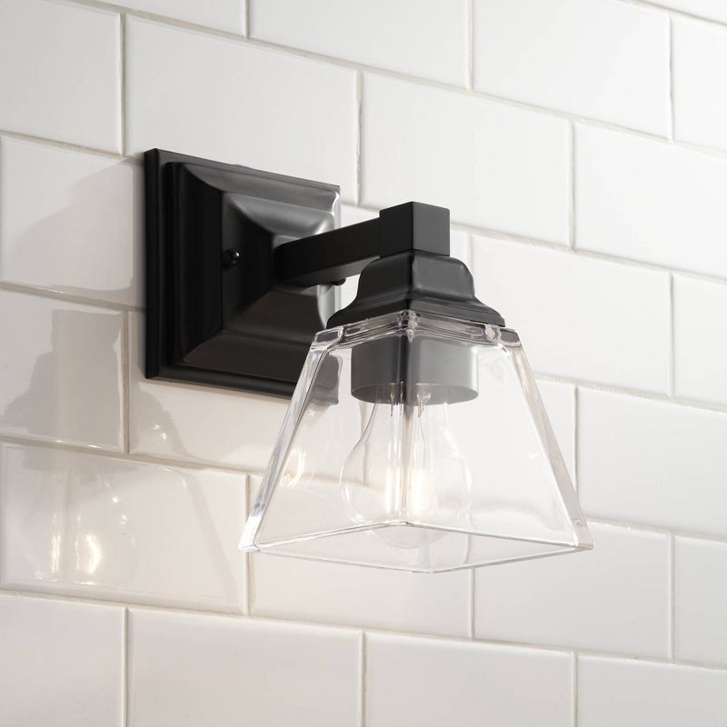 Regency Hill Modern Wall Light Sconce Bronze Steel Hardwired 9" High Fixture Clear Glass for Bedroom Bathroom Hallway