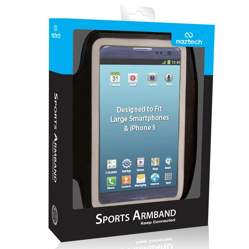 Naztech Universal Sports Armband for Most Large Smartphones - Black - Retail (12209)