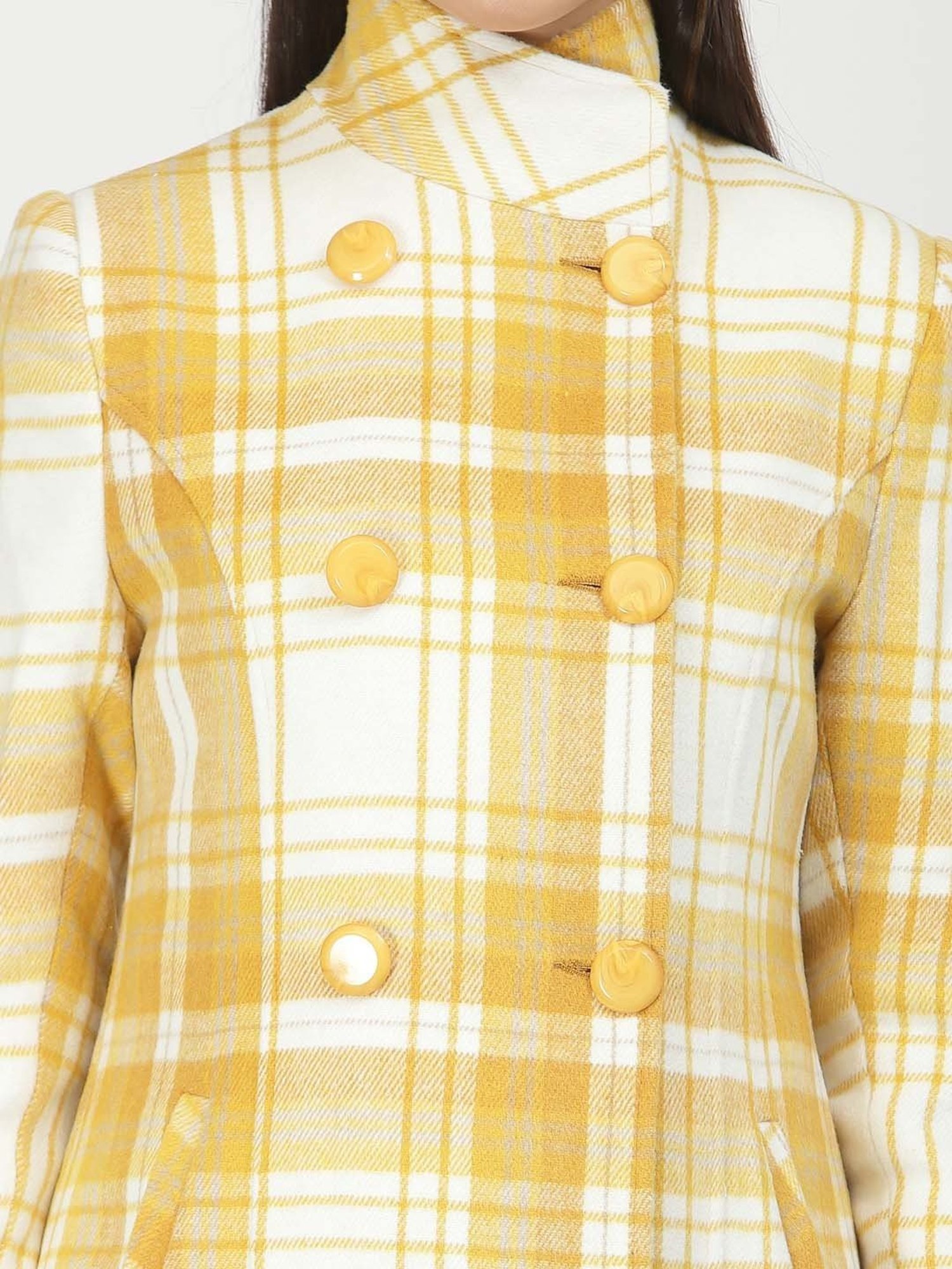 Juelle Yellow & White Check Over Coat