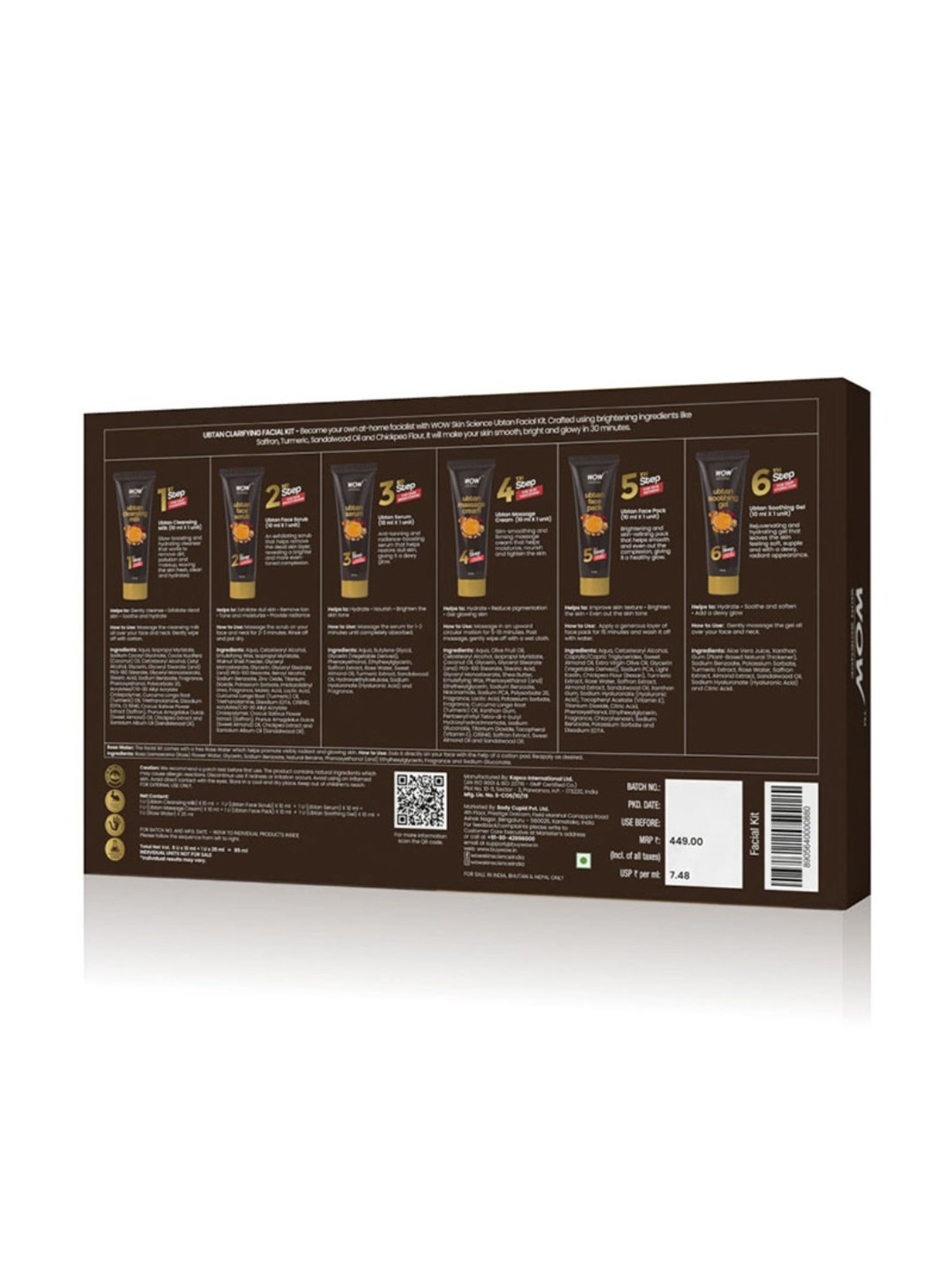 Wow Skin Science Ubtan Radiance Facial Kit with Rose Water