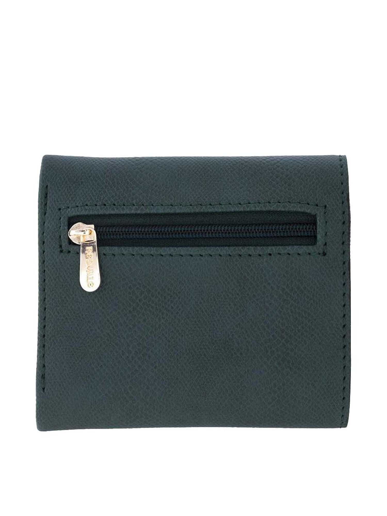 REDVALE Green Textured Tri-Fold Wallet for Women