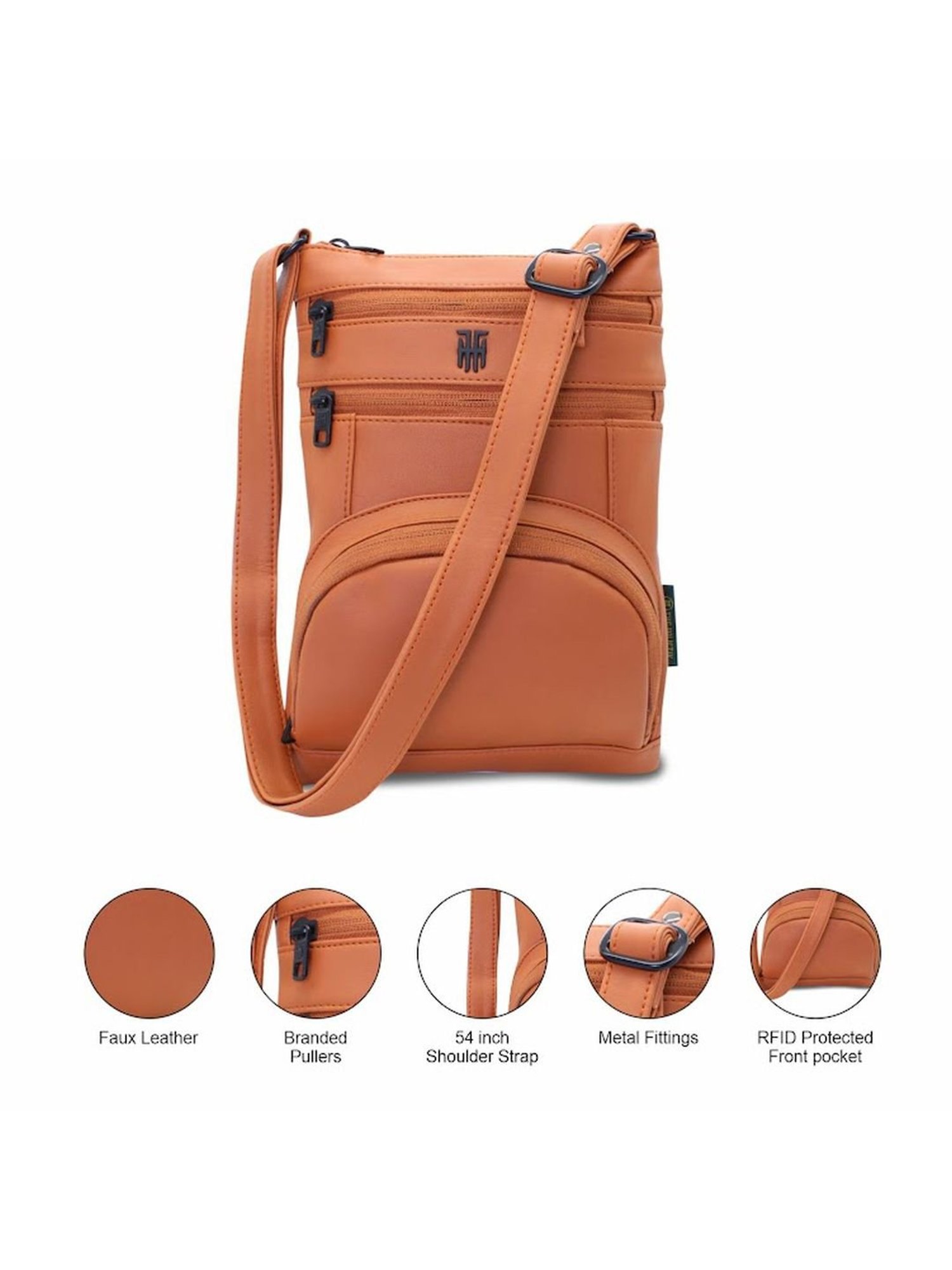 THE HOLISTIK Artistry Tan Solid Medium Cross Body Bag