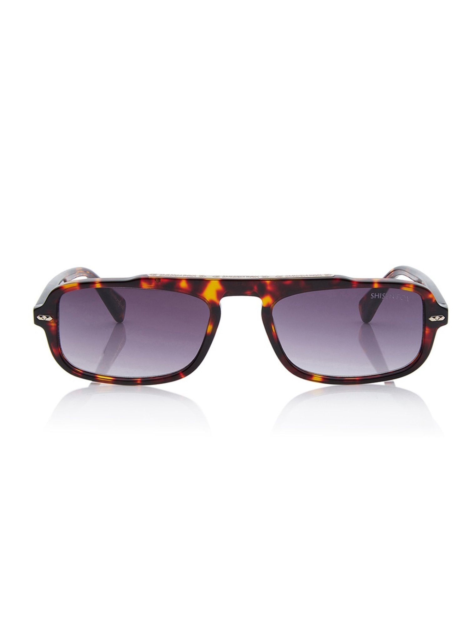 Shisen Fox Samurai Red Havana Rectangular Unisex UV Protection Sunglasses -54 mm