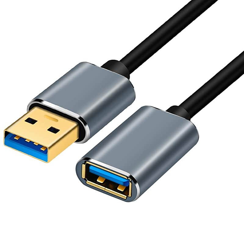 USB 3.0 Extension Cable 12ft, Aluminum Alloy USB Cable SuperSpeed USB 3.0 Type A Male to Female Extension Cord for Printer,Playstation, Xbox,USB Flash Drive,Card Reader, Hard Drive, Keyboard