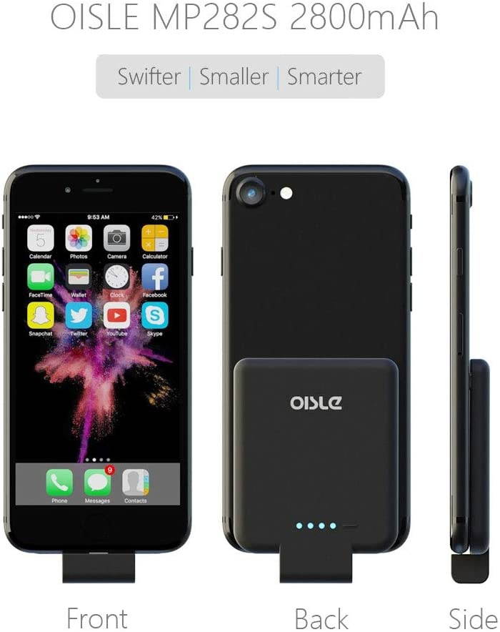 OISLE Portable Charger Mini Power Bank PowerCore 2200mAh Wireless External Backup Battery Pack for iPhone 12/12 mini/12pro/12pro Max 5(s)/6(s)/7(p)/8(p)/X -Black