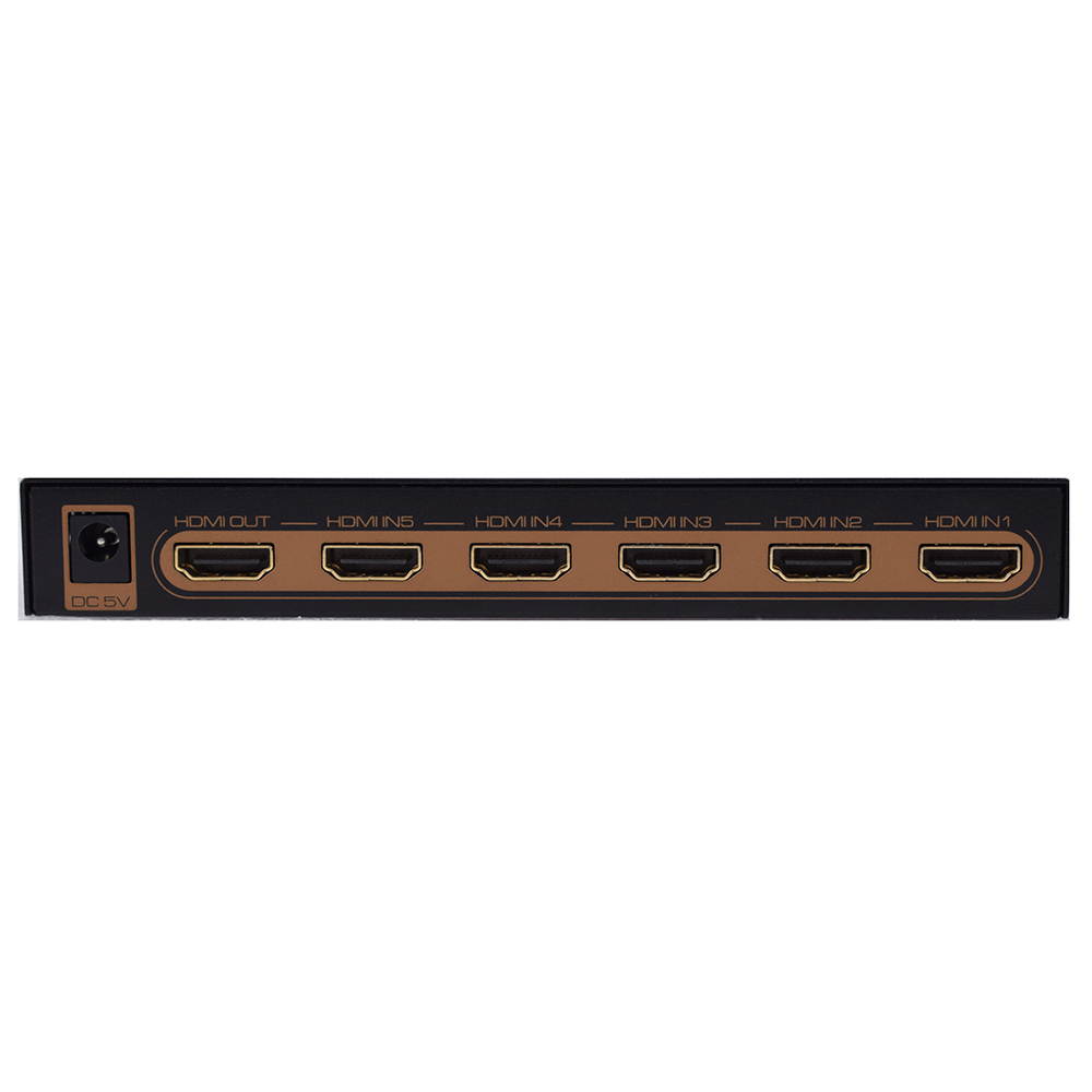 5 Port HDR HDMI Switcher.Support 4K@60Hz UHD signal input and output.Five HDMI Inputs switch to one HDMI Output