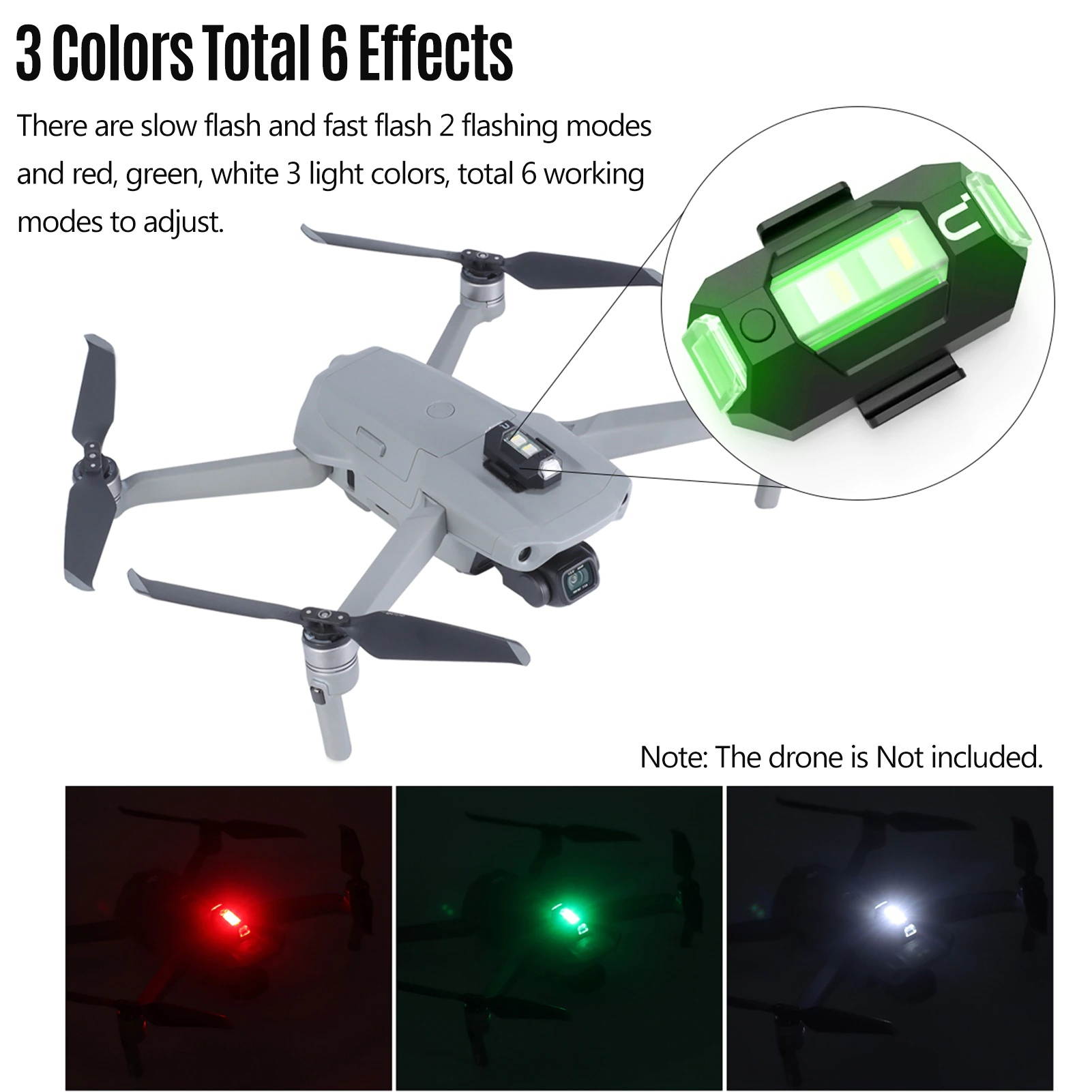 Ulanzi Drone Strobe Flashing Light 3 Colors Slow Fast Flashing Anti-collision Light with Built-in Battery for DJI Mavic AIR 2