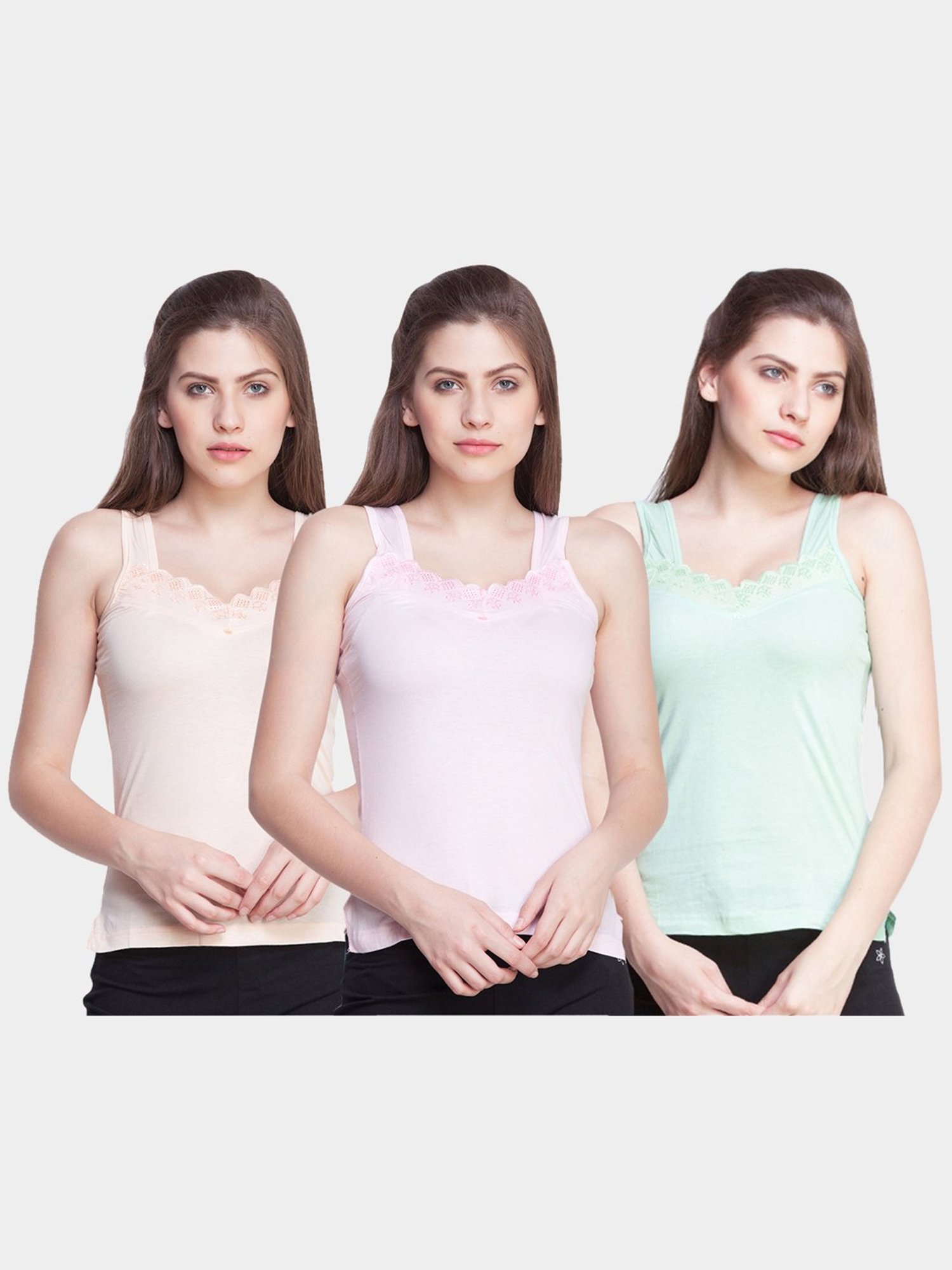 Dollar Missy Assorted Cotton Camisole - Pack of 3