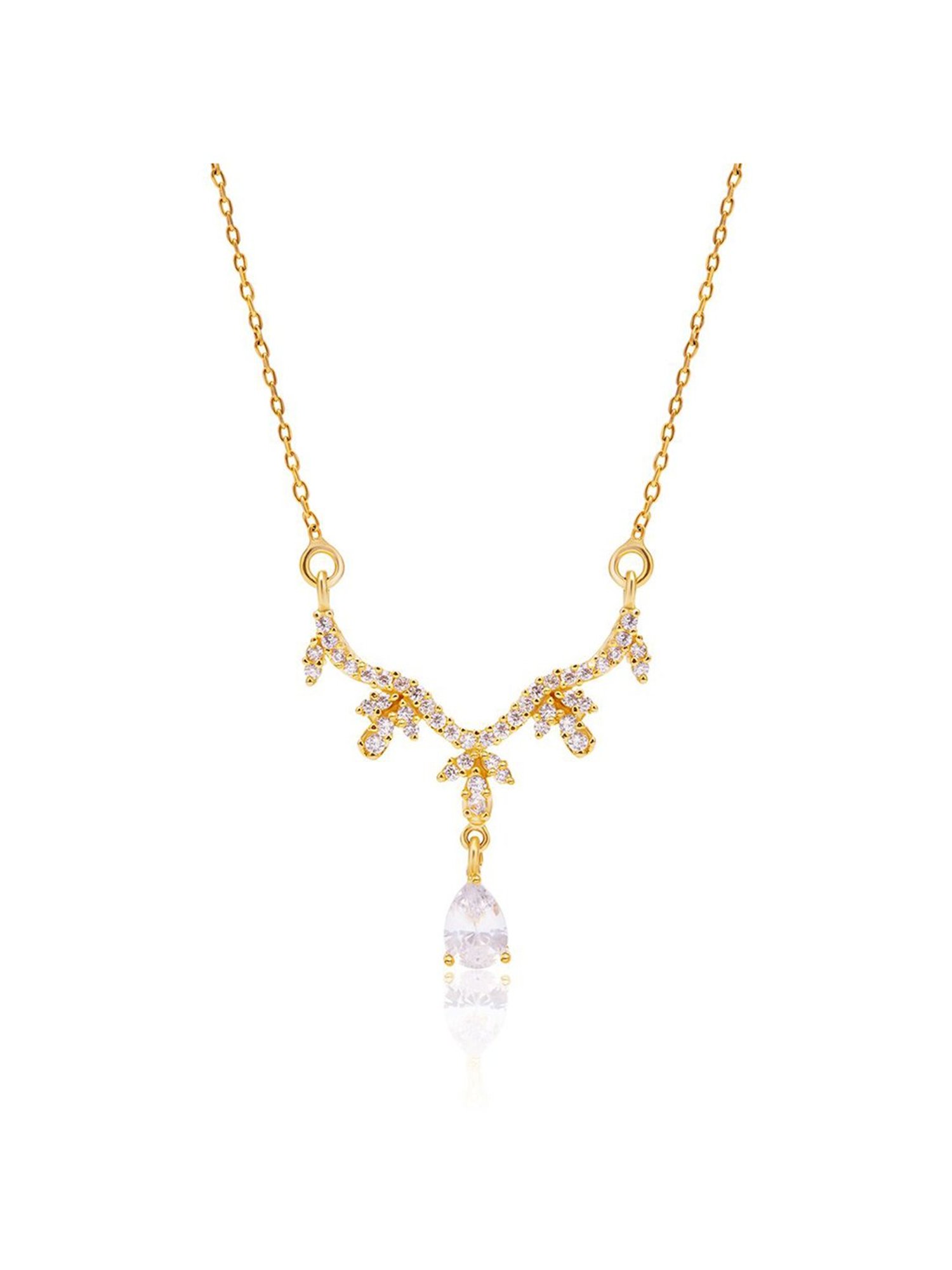 March by FableStreet 92.5 Sterling Silver 18k Gold-Plated V-shaped Necklace