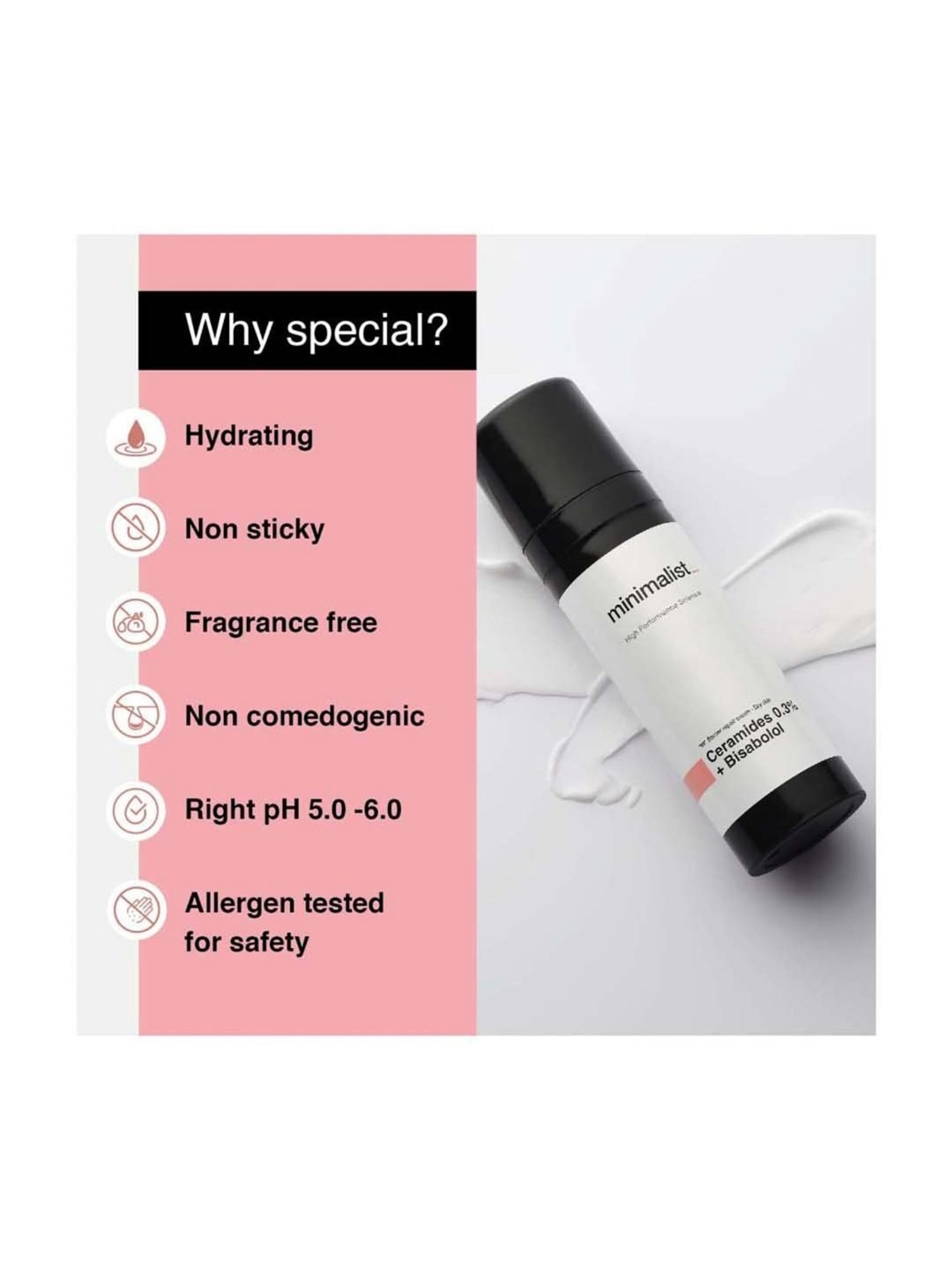 Minimalist 0.3% Ceramide Barrier Repair Bisabolol Moisturizing Cream - 30 gm