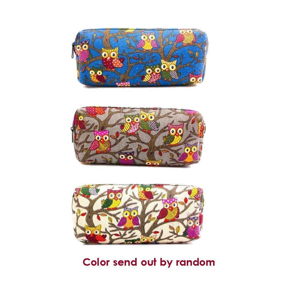 Cute Cartoon Owl Theme Set 5 Kinds of Stationery Include 1 Change Purse 1 Pencil Bag 4 Pencil Sharpener 4 Eraser 10 Colored Pencils for Kids Painting Birthday Christmas Gift