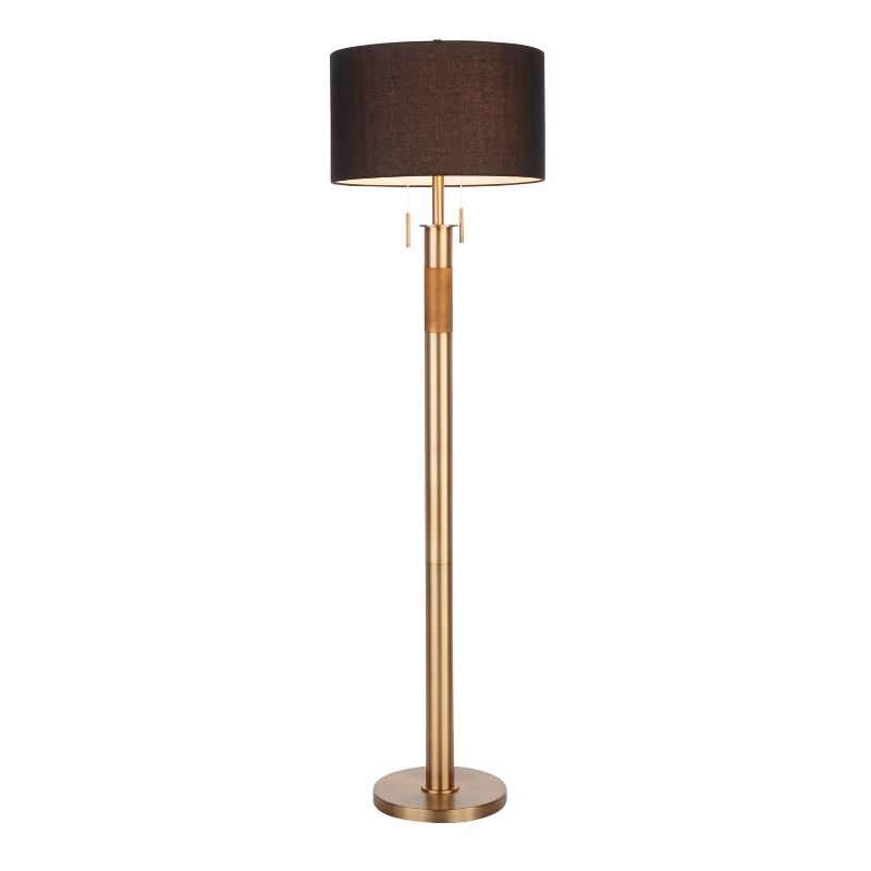 Trophy Industrial Floor Lamp with Linen Shade Black (Includes LED Light Bulb) - LumiSource