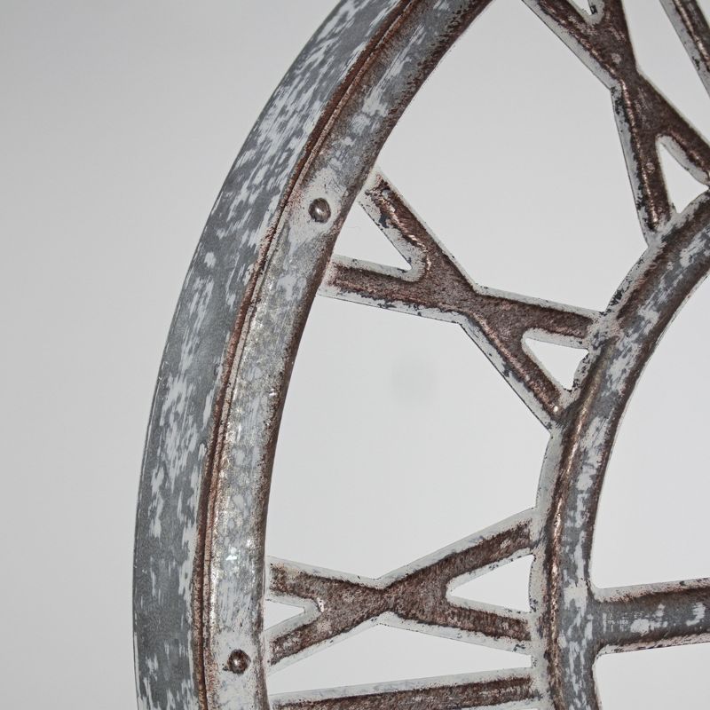 15" Galvanized Metal Wall Clock Whitewashed Gray - American Art Decor