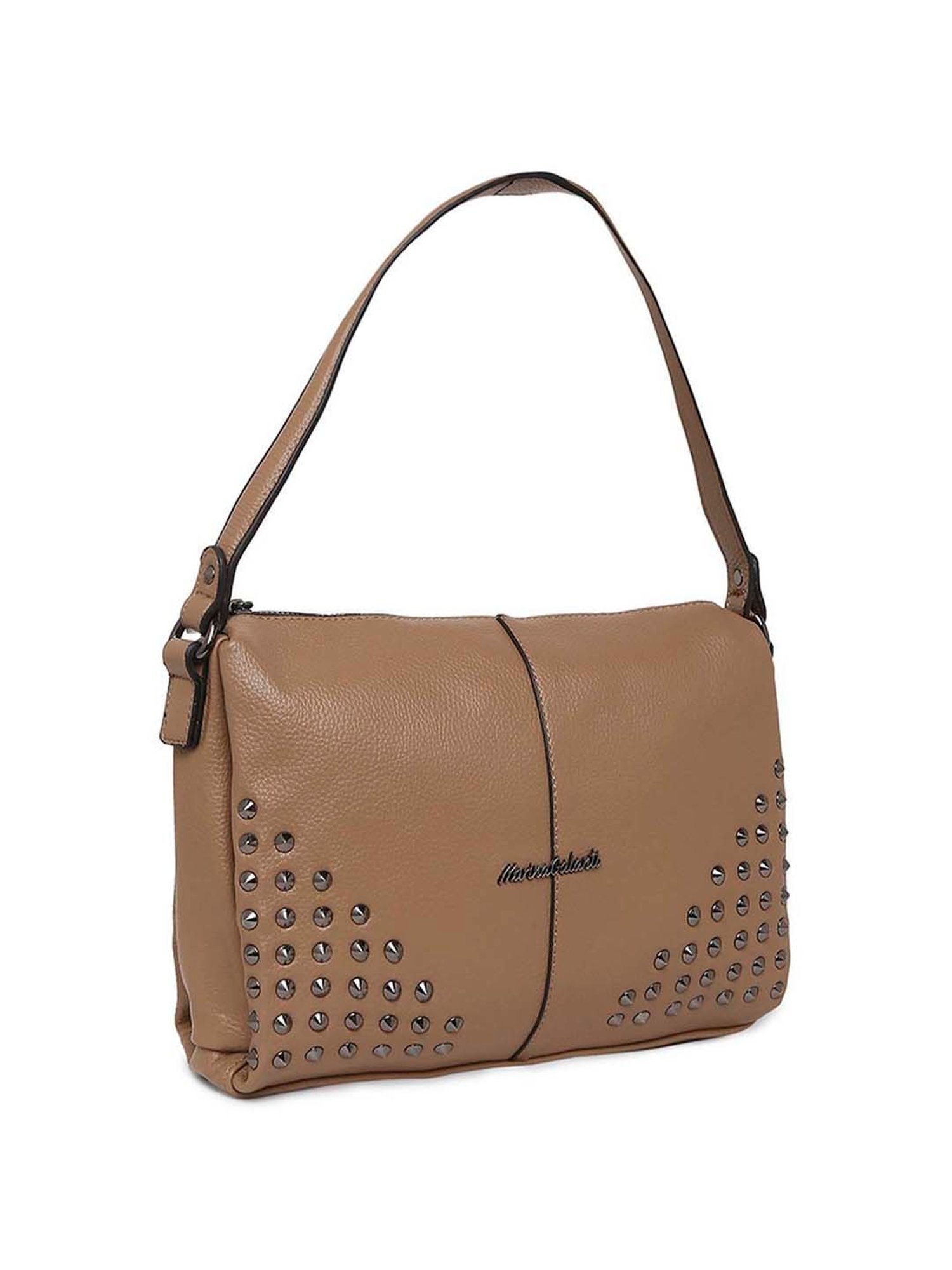 Marina Galanti Brown Rivets Medium Baguette Bag