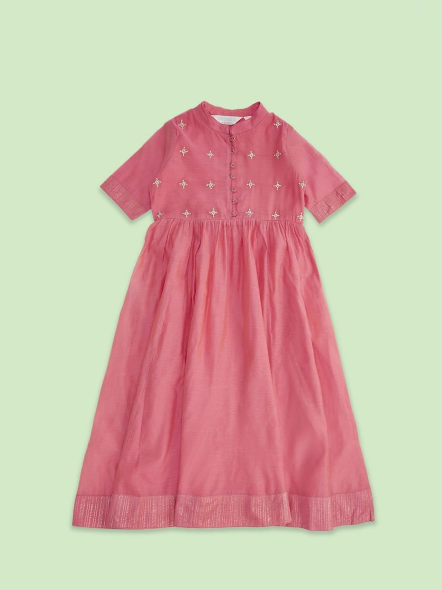 Akkriti by Pantaloons Kids Pink Embroidered Party Dress