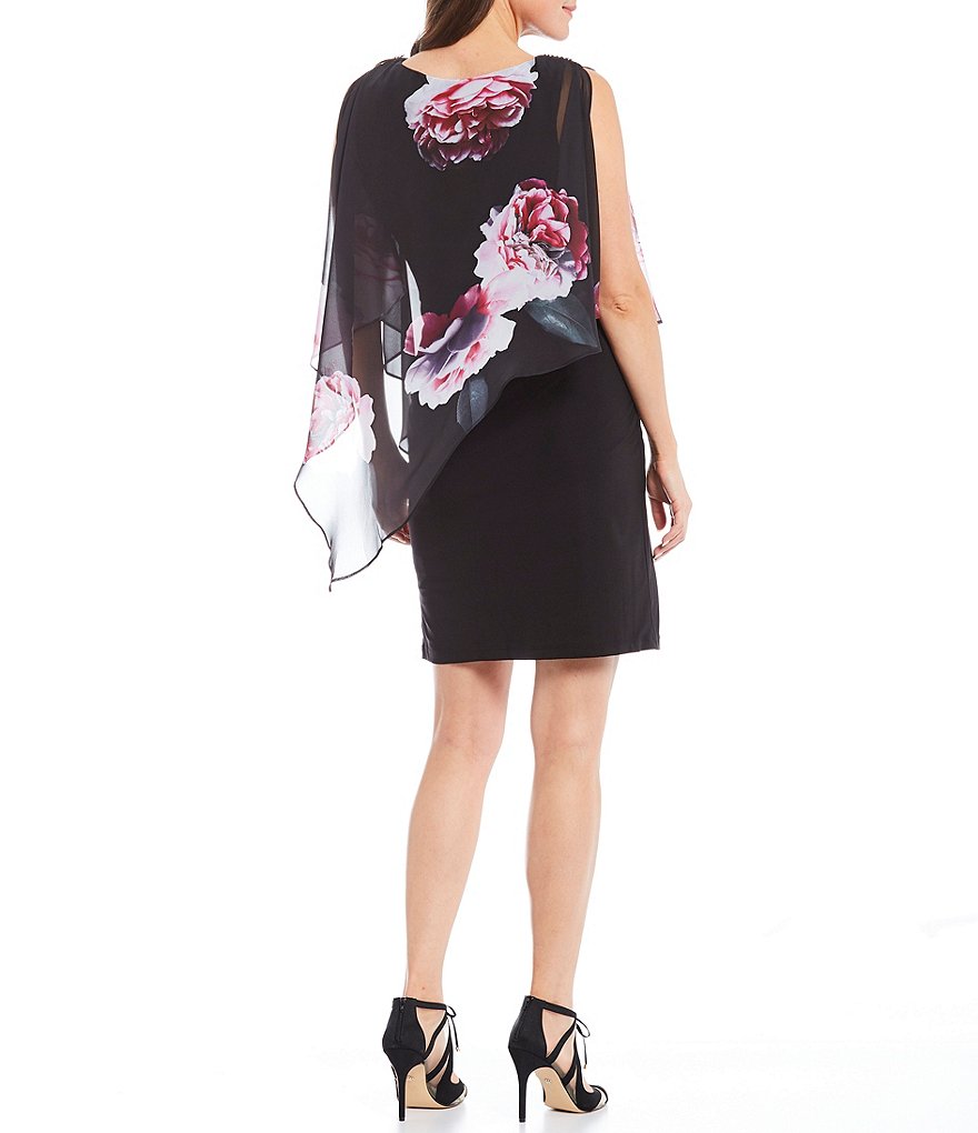 Marina Sequin Lace Round Neck 3/4 Sleeve Sheath Dress