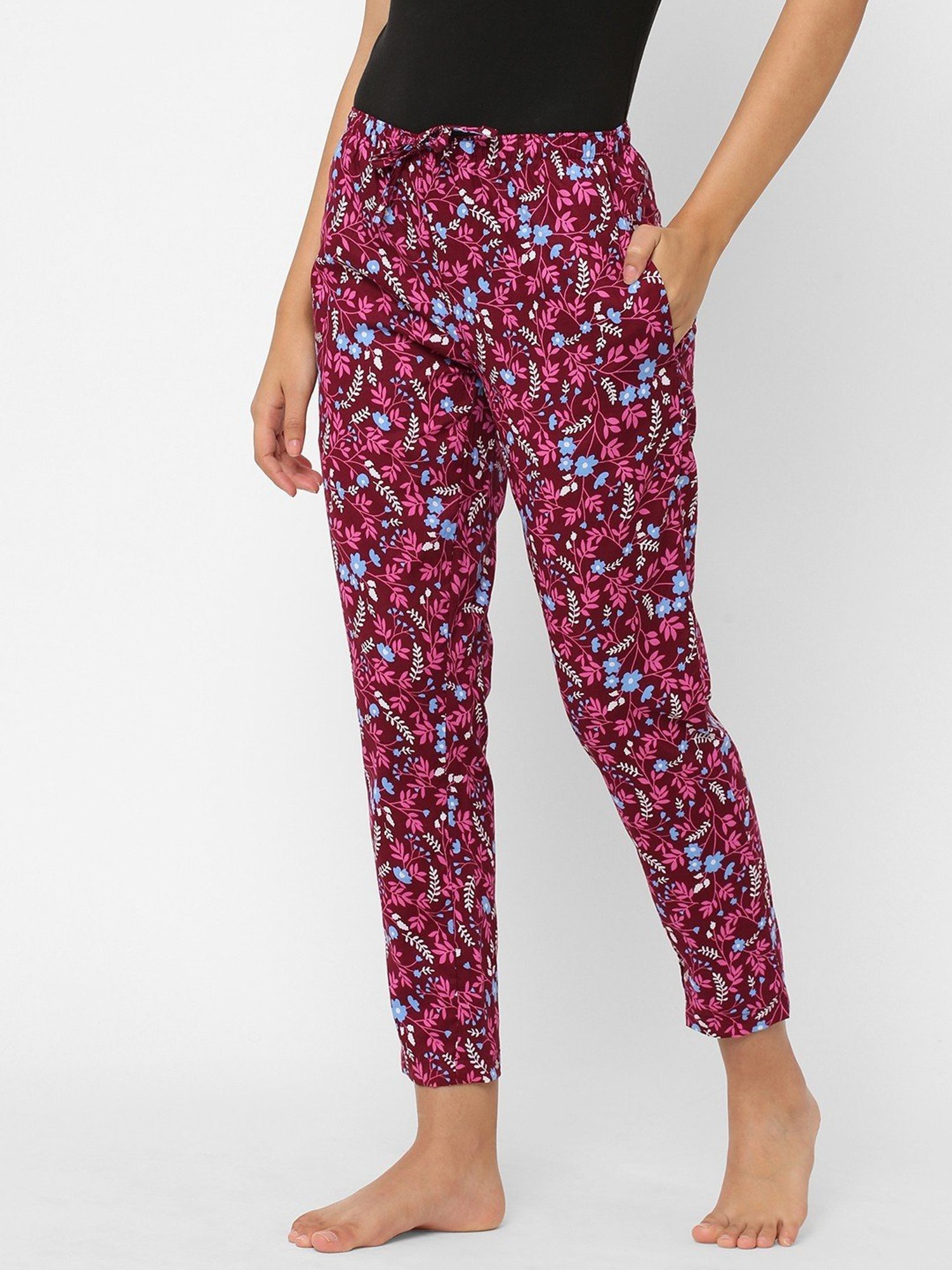 Urban Scottish Pink & Maroon Printed Lounge Pants