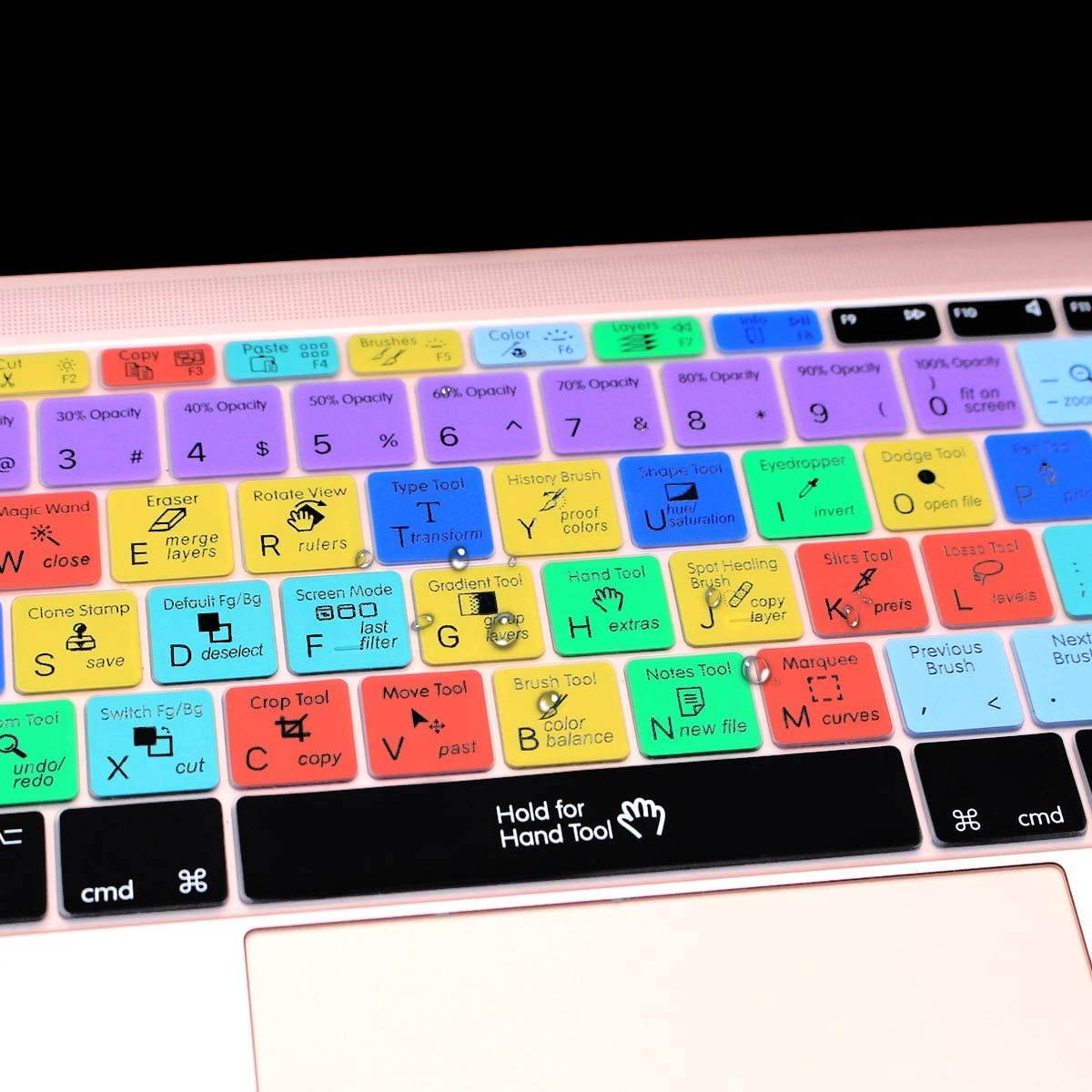 HRH Adobe Photoshop PS Hotkey Silicone Keyboard Cover Skin for MacBook New Pro 13" A1708 A1988 No Touch Bar 2018 2017 2016 Release and MacBook 12" A1534 (2015)&A1931(2018) USA Layout Protective Skin