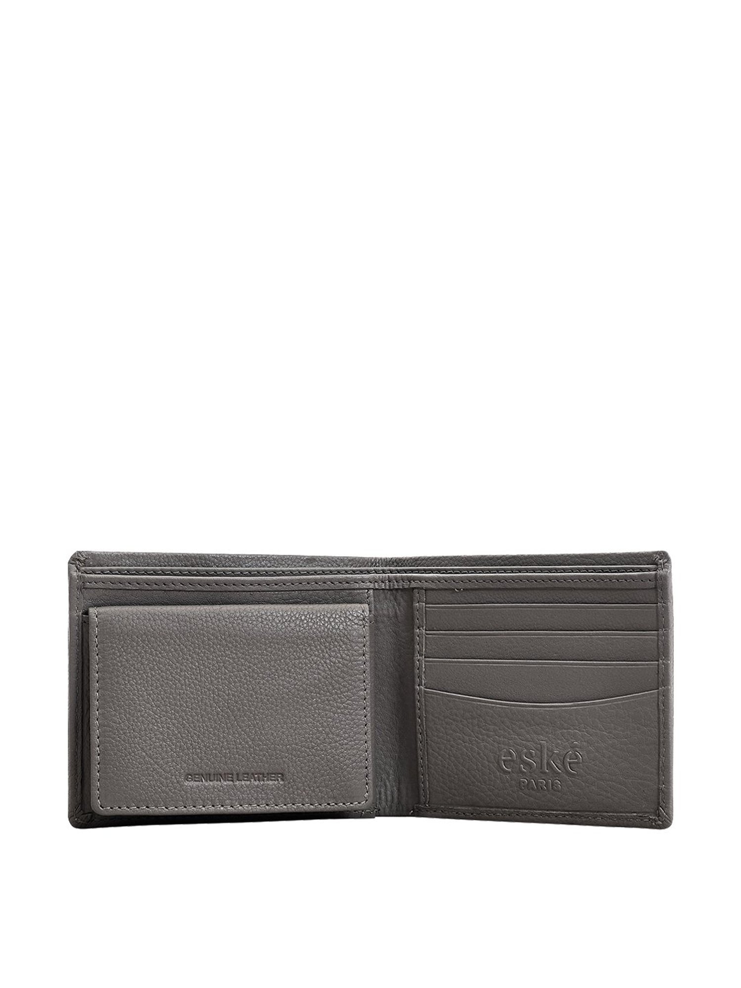 Eske Otis Grey Textured Bi-Fold Wallets For Men
