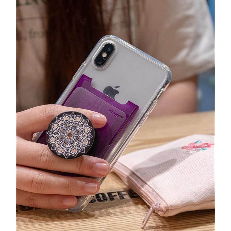 Slot Card Holder Designed for Smartphones, Adhesive Stick On Wallet Case Minimalist Slim Hard Premium Credit Card Cash Sleeve - Black