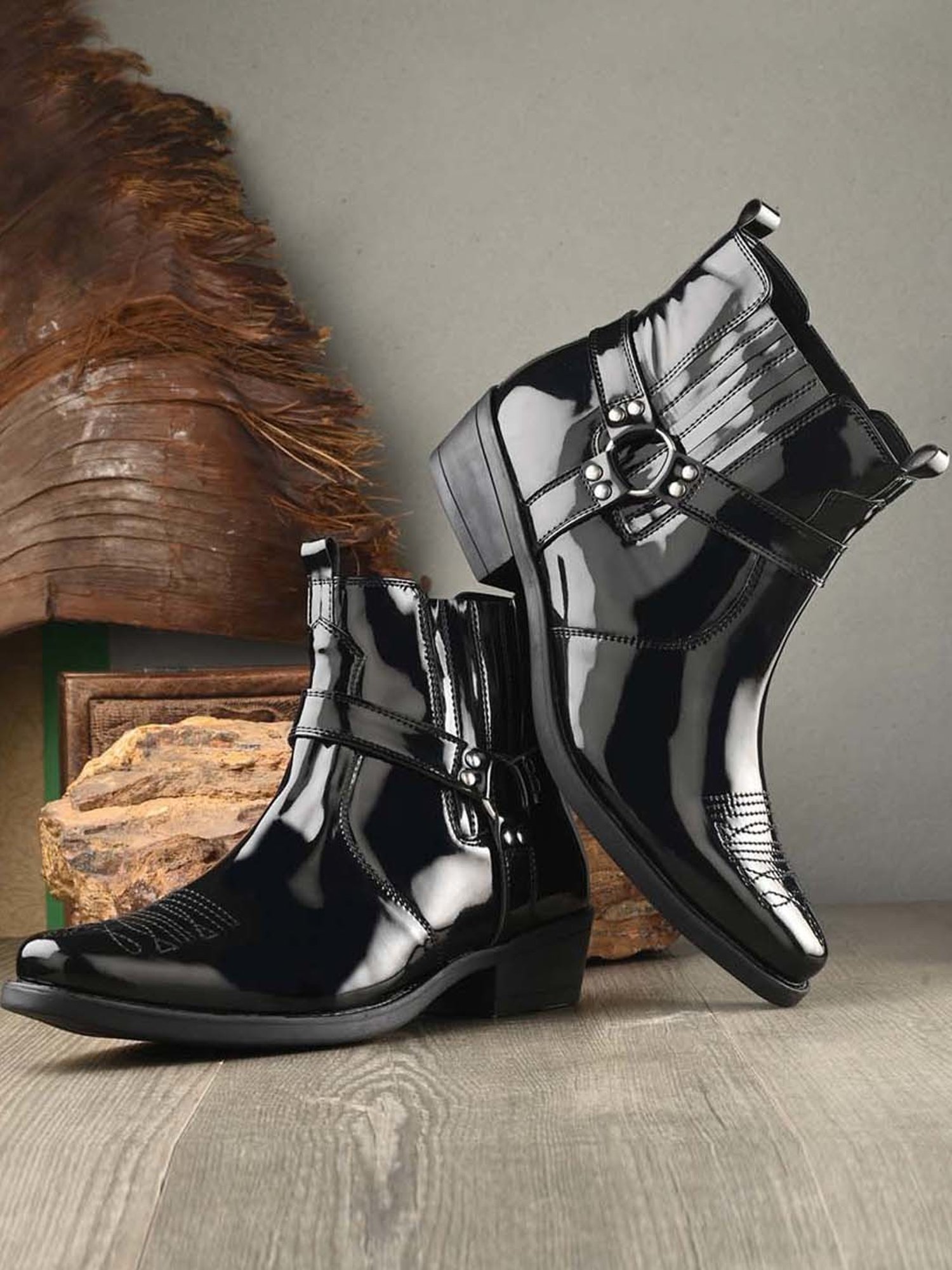 San Frissco Men's Cowboy Black Chelsea Boots