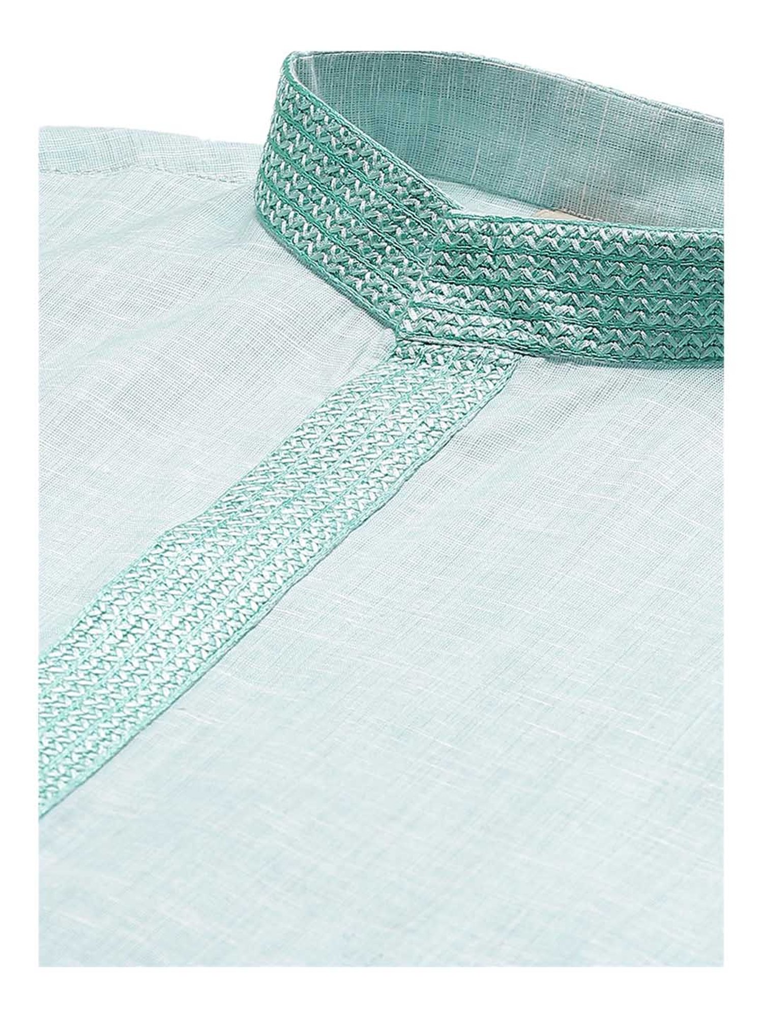 Manthan Green Cotton Solid Kurta